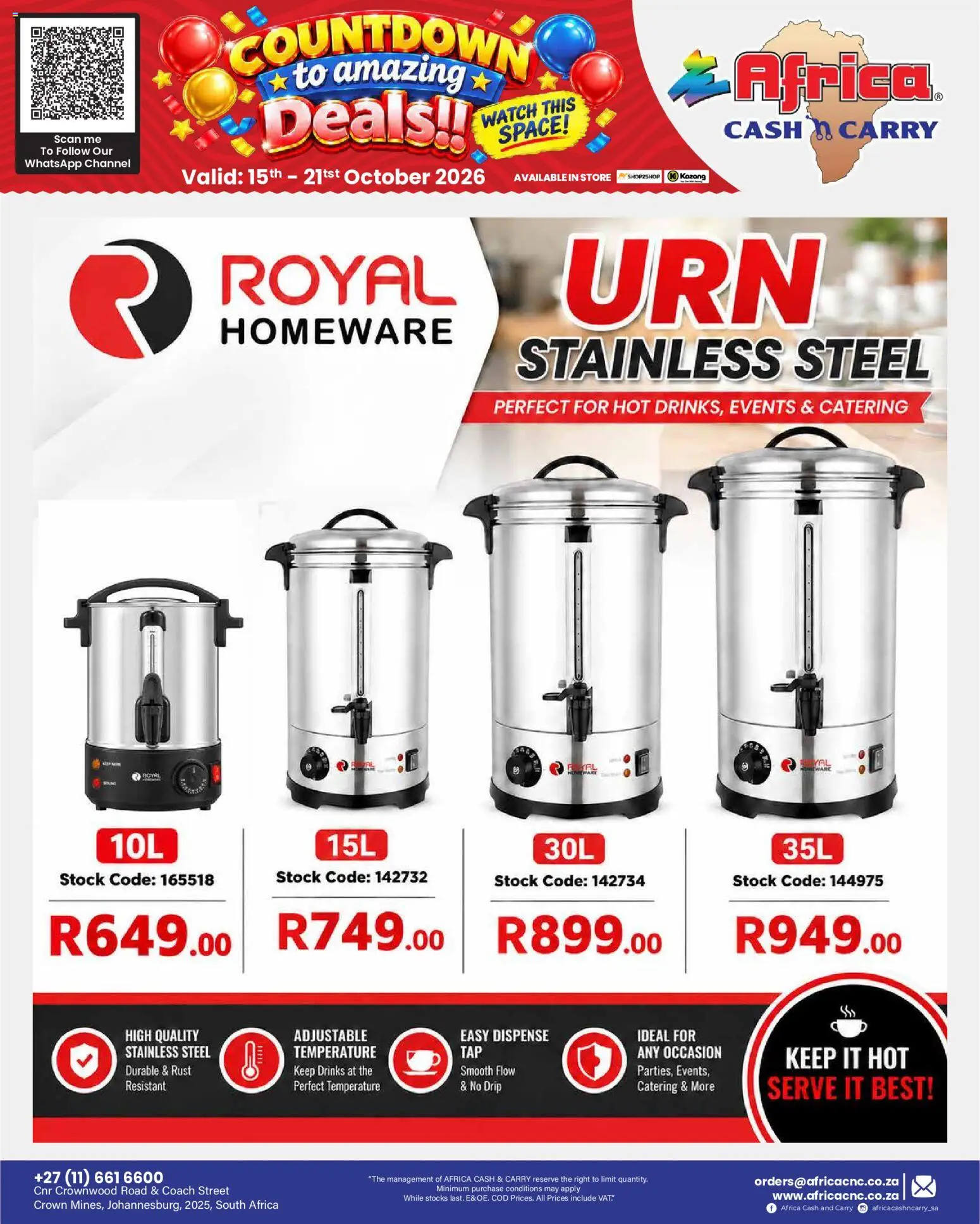 New Africa Cash & Carry catalogue – valid from 15/10/2026 | Page: 33 | Products: Watch, Stock