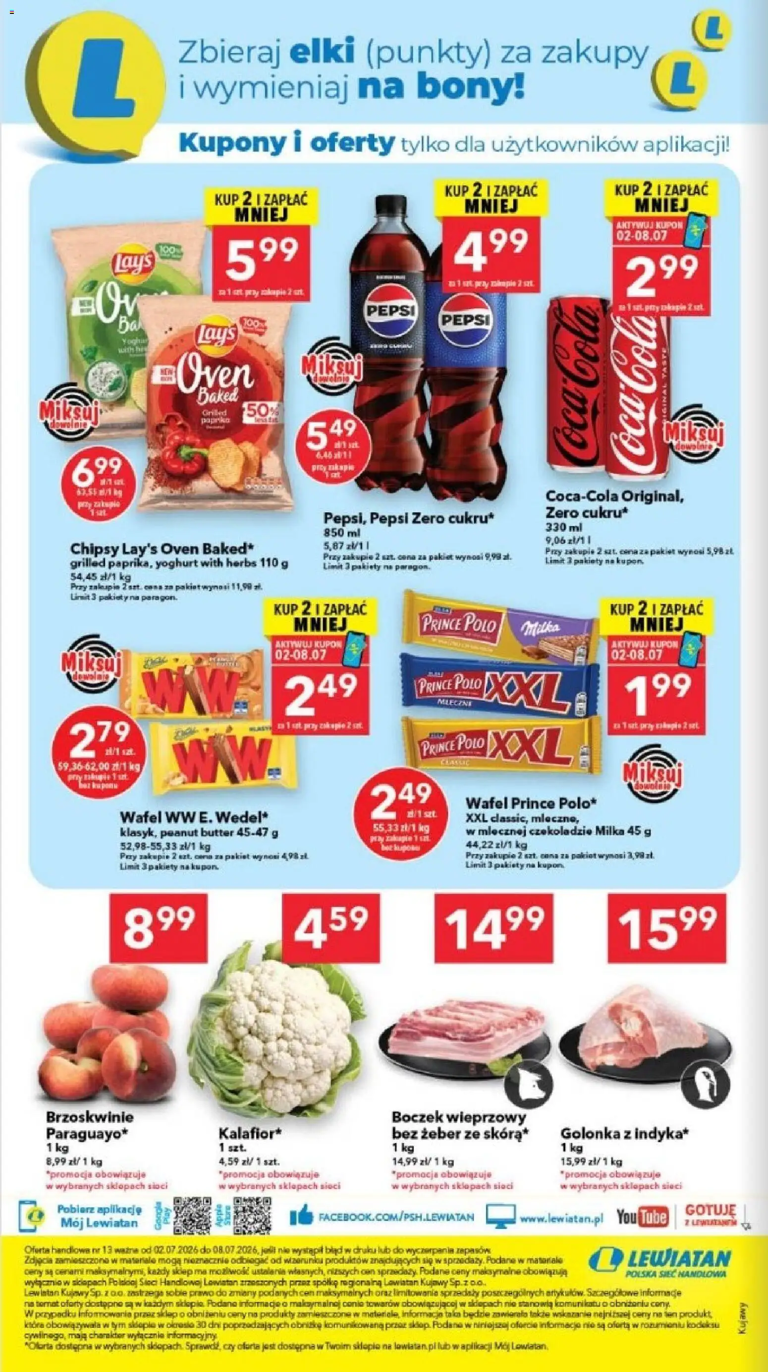 Lewiatan gazetka - Bydgoszcz od 02.07.2026 | Strona: 8 | Produkty: Chipsy, Boczek wieprzowy, Lays, Brzoskwinie