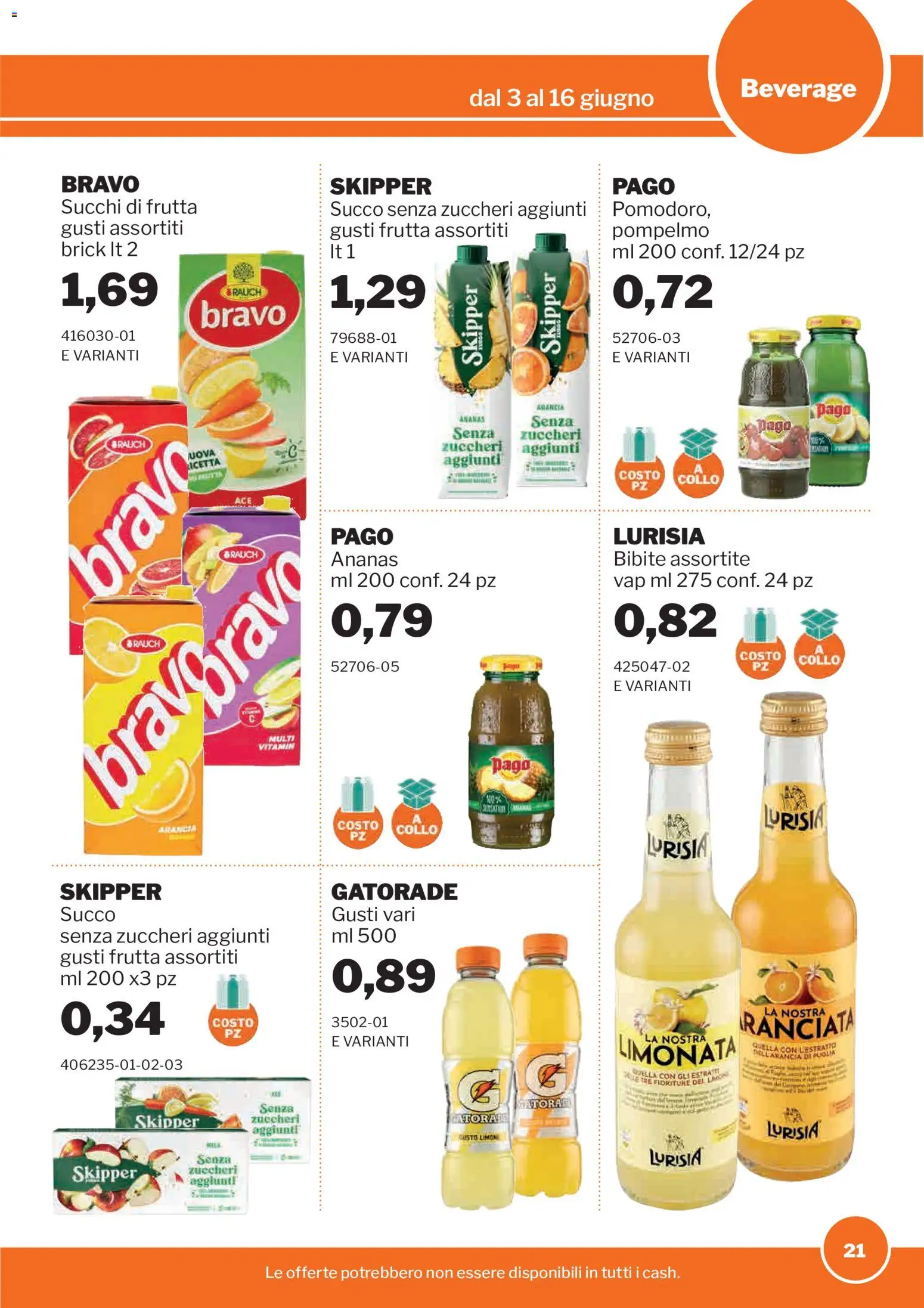 Volantino Sogegross del 03.06.2026 | Pagina: 21 | Prodotti: Succo, Limonata, Pompelmo, Bibite