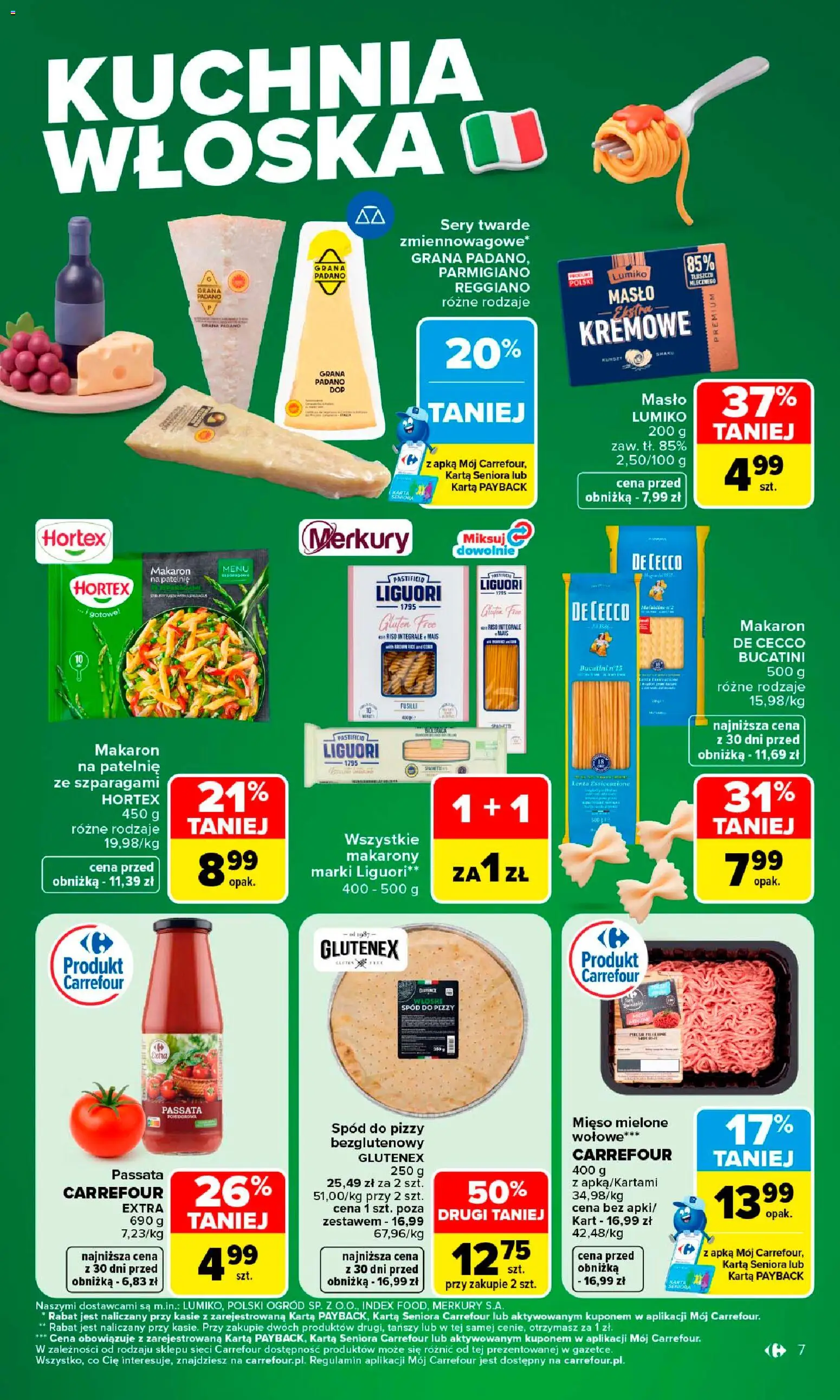 Carrefour gazetka - Kuchnia wloska od 10.08.2026 | Strona: 7 | Produkty: Karta, Mięso, Mięso mielone, Makaron