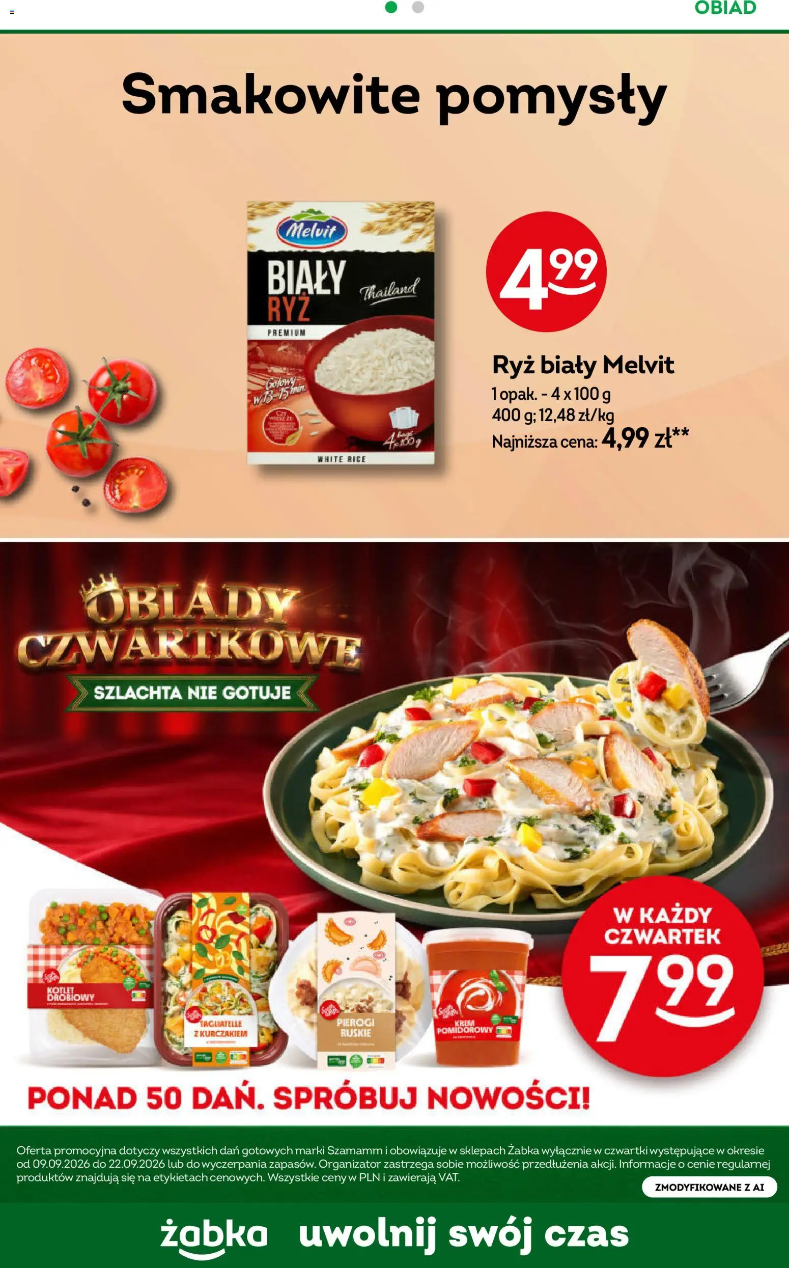 Żabka gazetka - Codzienne produkty od 09.09.2026 | Strona: 16 | Produkty: Kotlet, Ryż, Tagliatelle, Krem