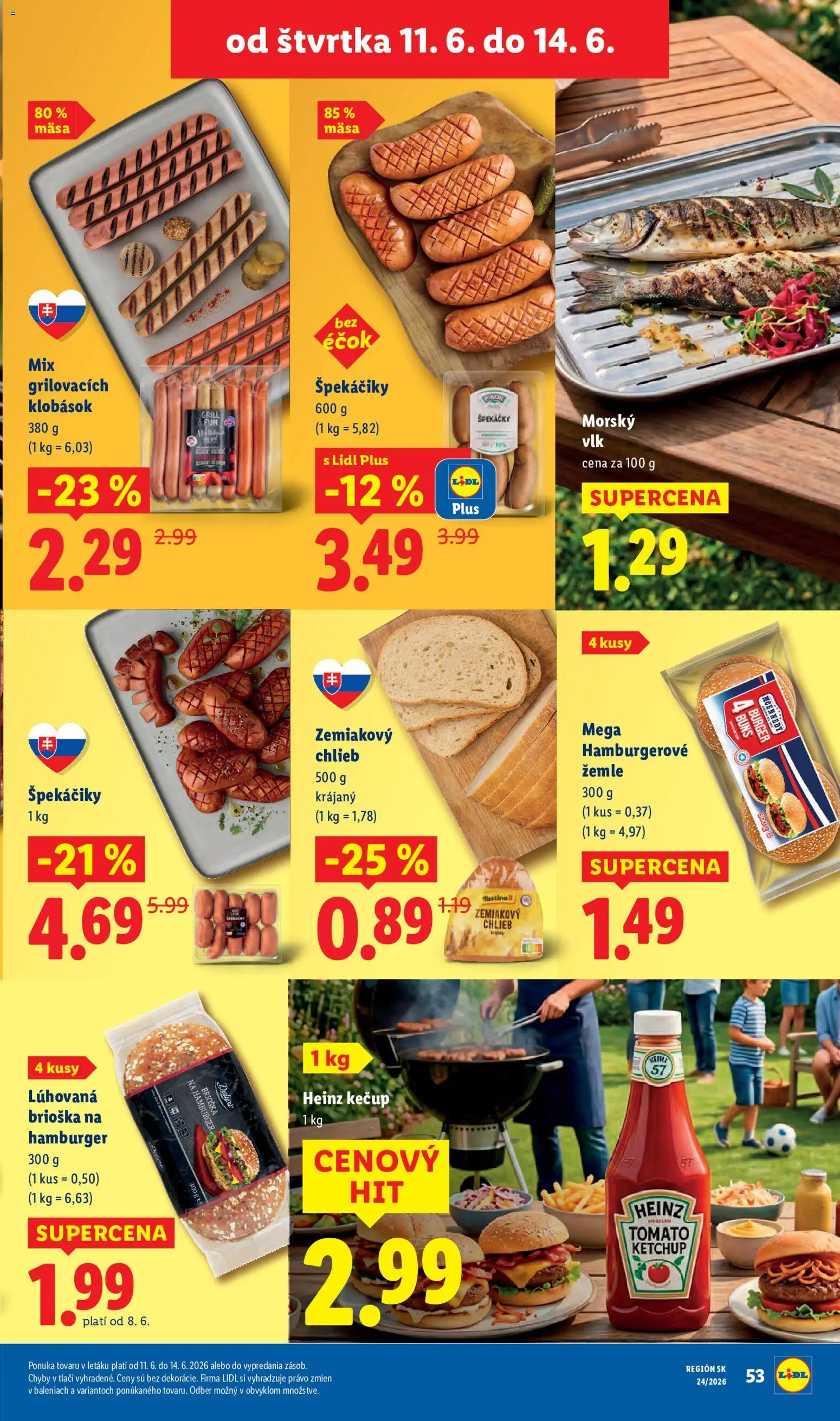 Nové Lidl akcie – leták je platný od 08.06.2026 | Strana: 67 | Produkty: Chlieb, Hamburgerové žemle, Cukor, Kečup