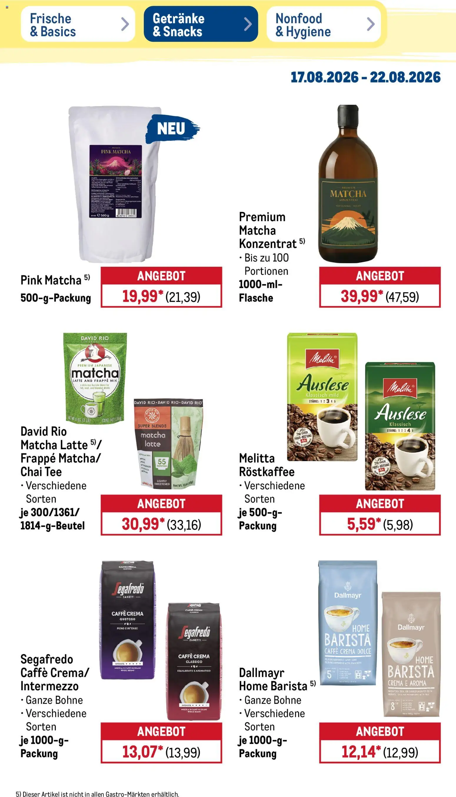 Metro Prospekt – gültig ab 17.08.2026 | Seite: 23 | Produkte: Melitta, Dallmayr, Jeans, Segafredo