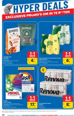 Gearomatiseerd bruisend water Forever Maison Perrier, alle soorten van 6 x 50 cl, Voorbeeld: gearomatiseerd water citroen - Voorbeeld van een folder van Carrefour, geldig van 16/09/2026 | Pagina: 42