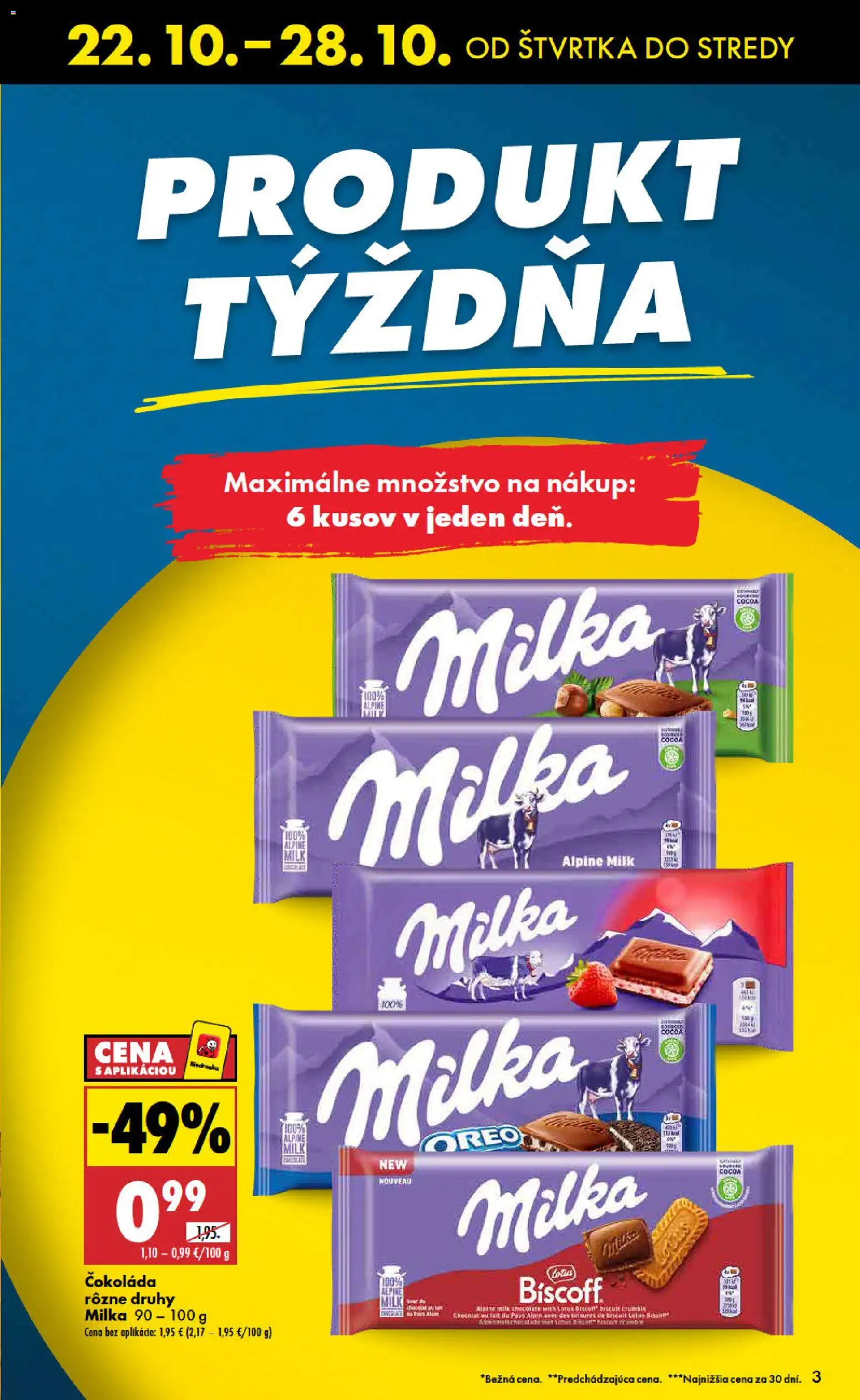 Nové Biedronka akcie – leták je platný od 22.10.2026 | Strana: 3 | Produkty: Lotus, Čokoláda, Oreo, Milka