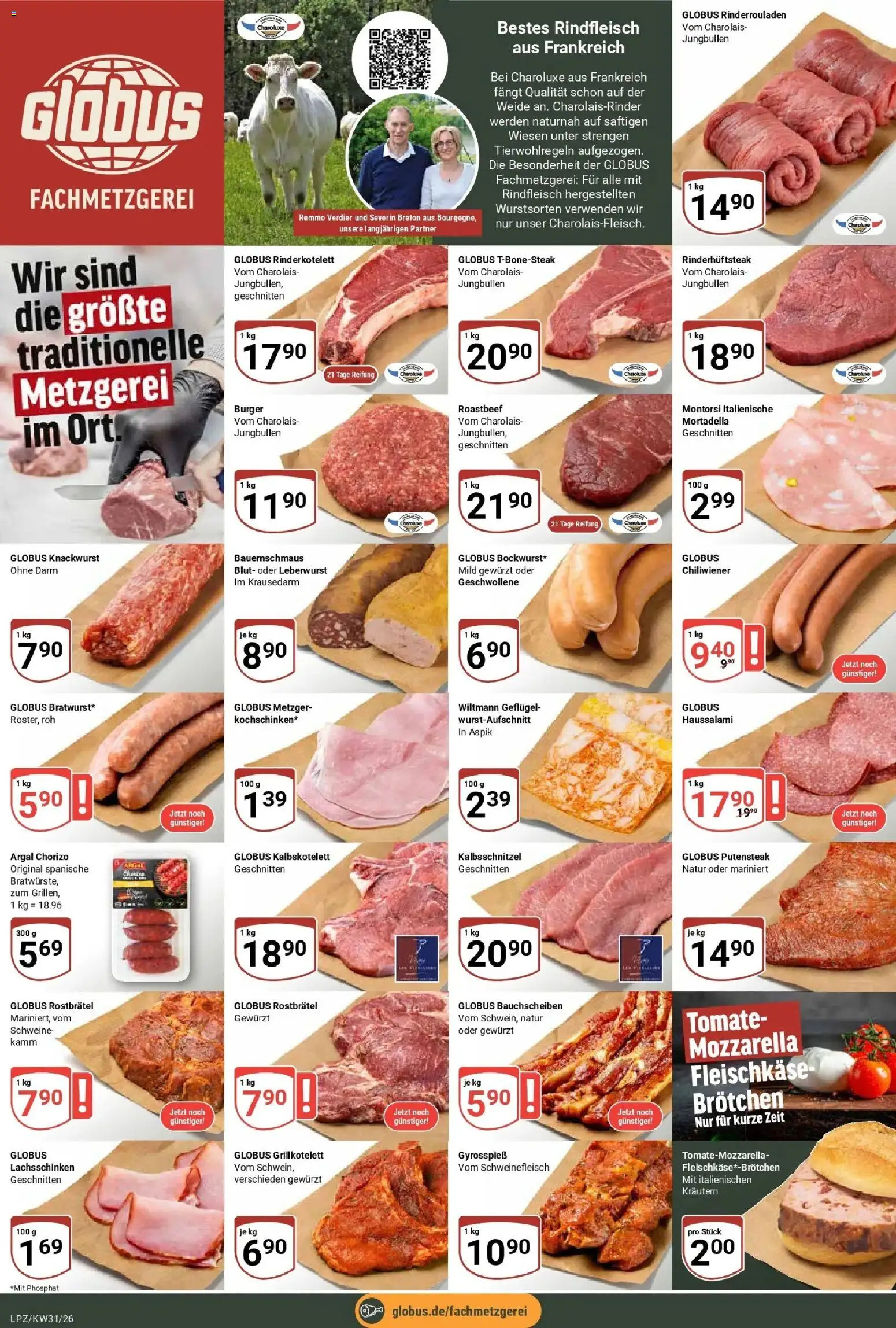 Globus Prospekt Leipzig – gültig ab 27.07.2026 | Seite: 7 | Produkte: Rinderrouladen, Burger, Roastbeef, Rindfleisch