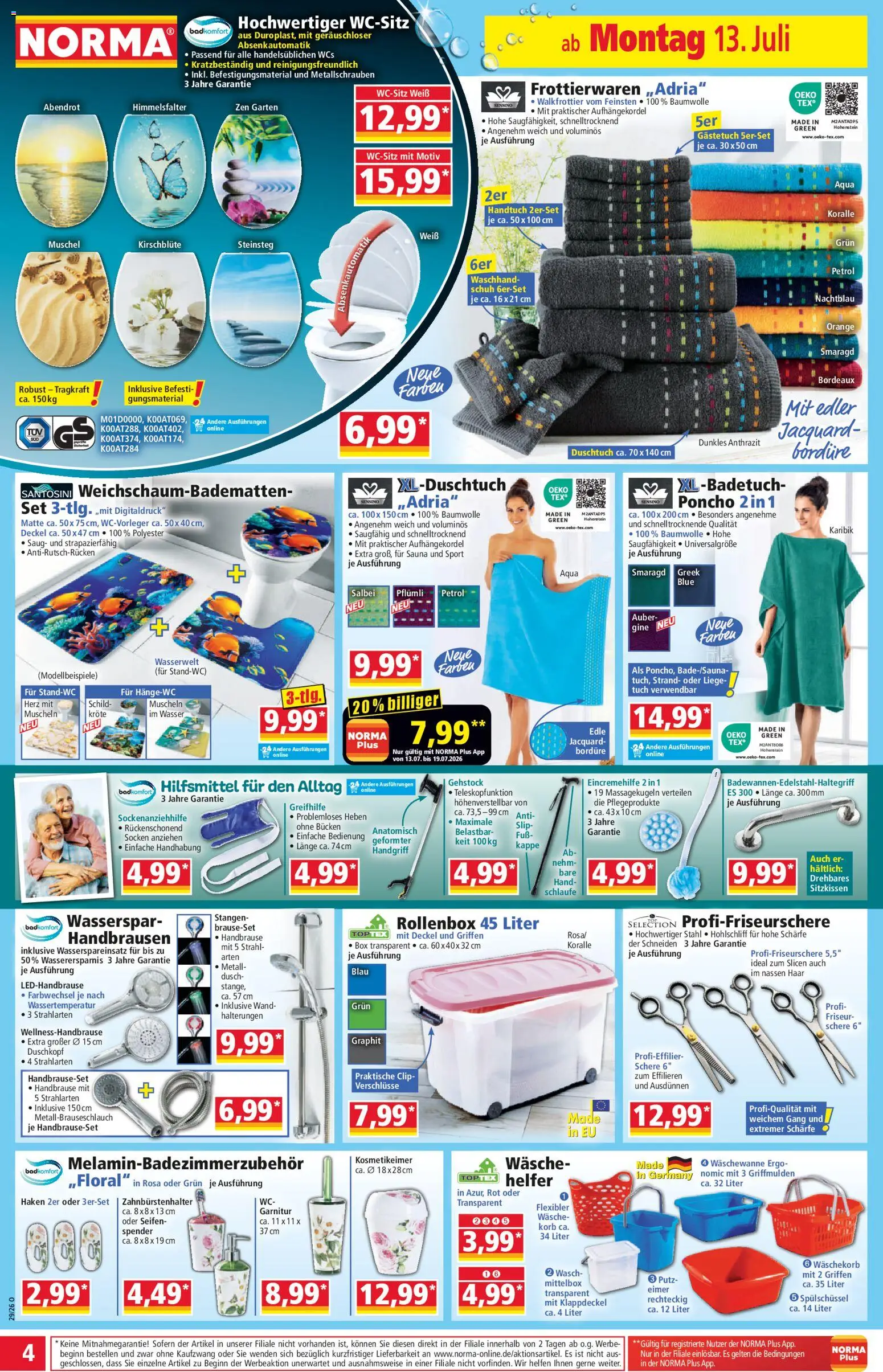 Norma Prospekt – gültig ab 13.07.2026 | Seite: 4 | Produkte: Liege, Socken, Slip, Kappe