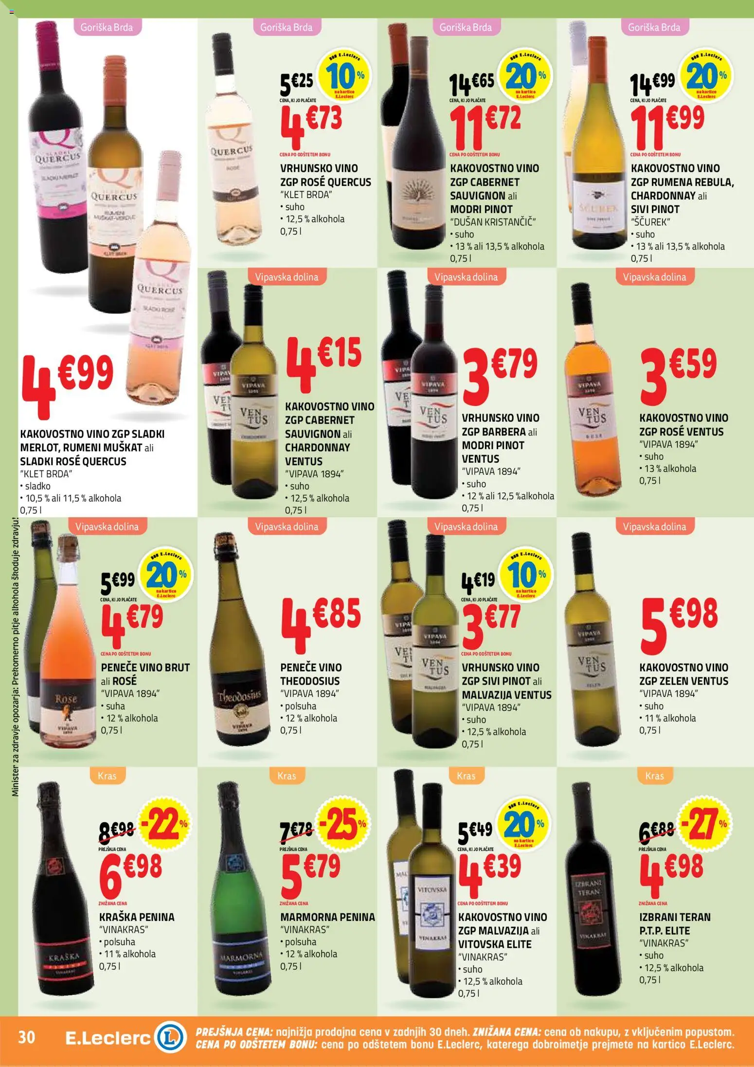 Novi E.leclerc katalog ponudbe – veljaven od 20.05.2026 | Stran: 30 | Izdelki: Penina, Vino