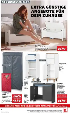 Kaufland Prospekt Leipzig ab 17.09.2026 gültig | Seite: 6 | Produkte: Sitzbank, Kleiderschrank, Schrank, Tür