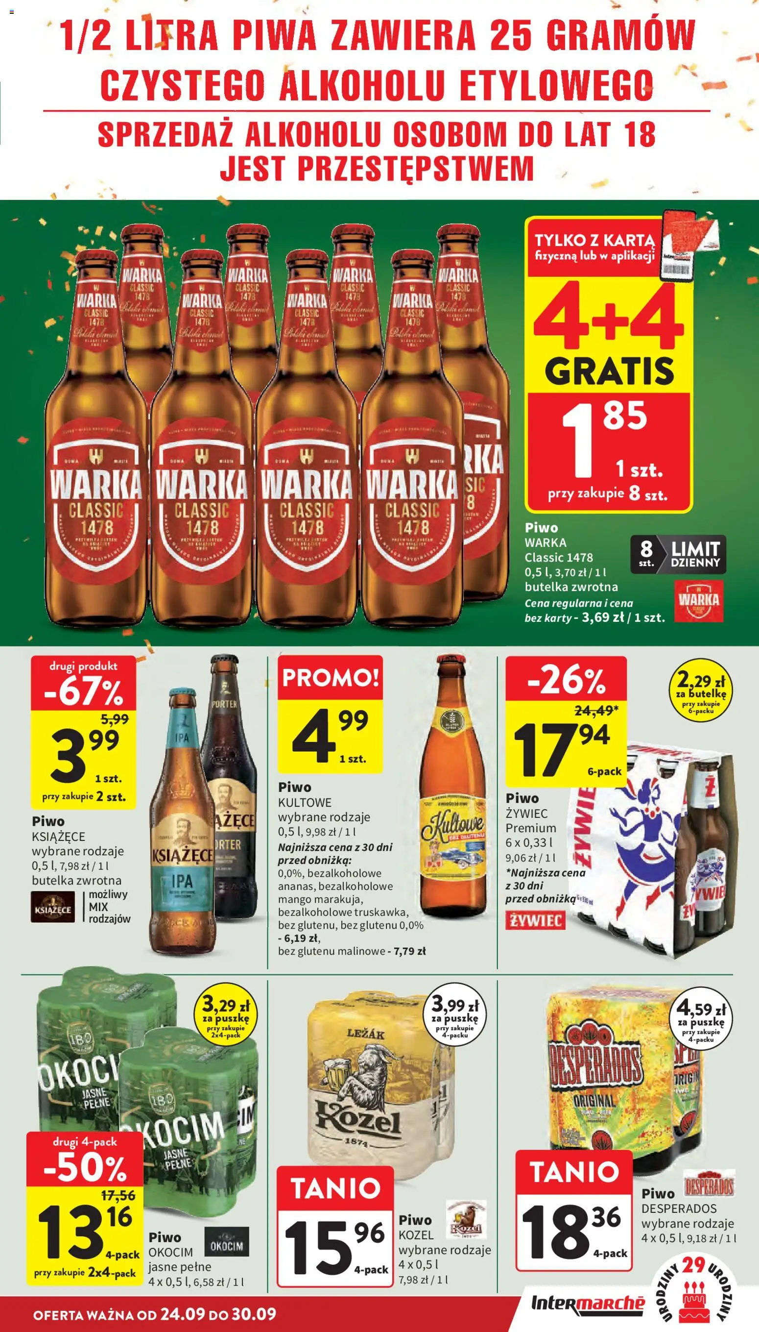 Intermarche gazetka od 24.09.2026 | Strona: 37 | Produkty: Mango, Piwo Desperados, Warka, Piwo kozel