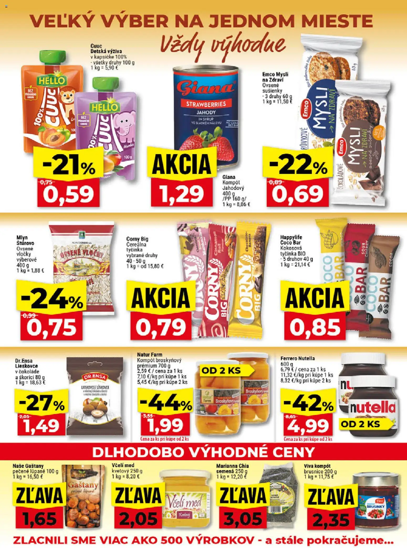 Nové Klas akcie – leták je platný od 07.09.2026 | Strana: 13 | Produkty: Sušienky, Vločky, Brusnice, Nutella
