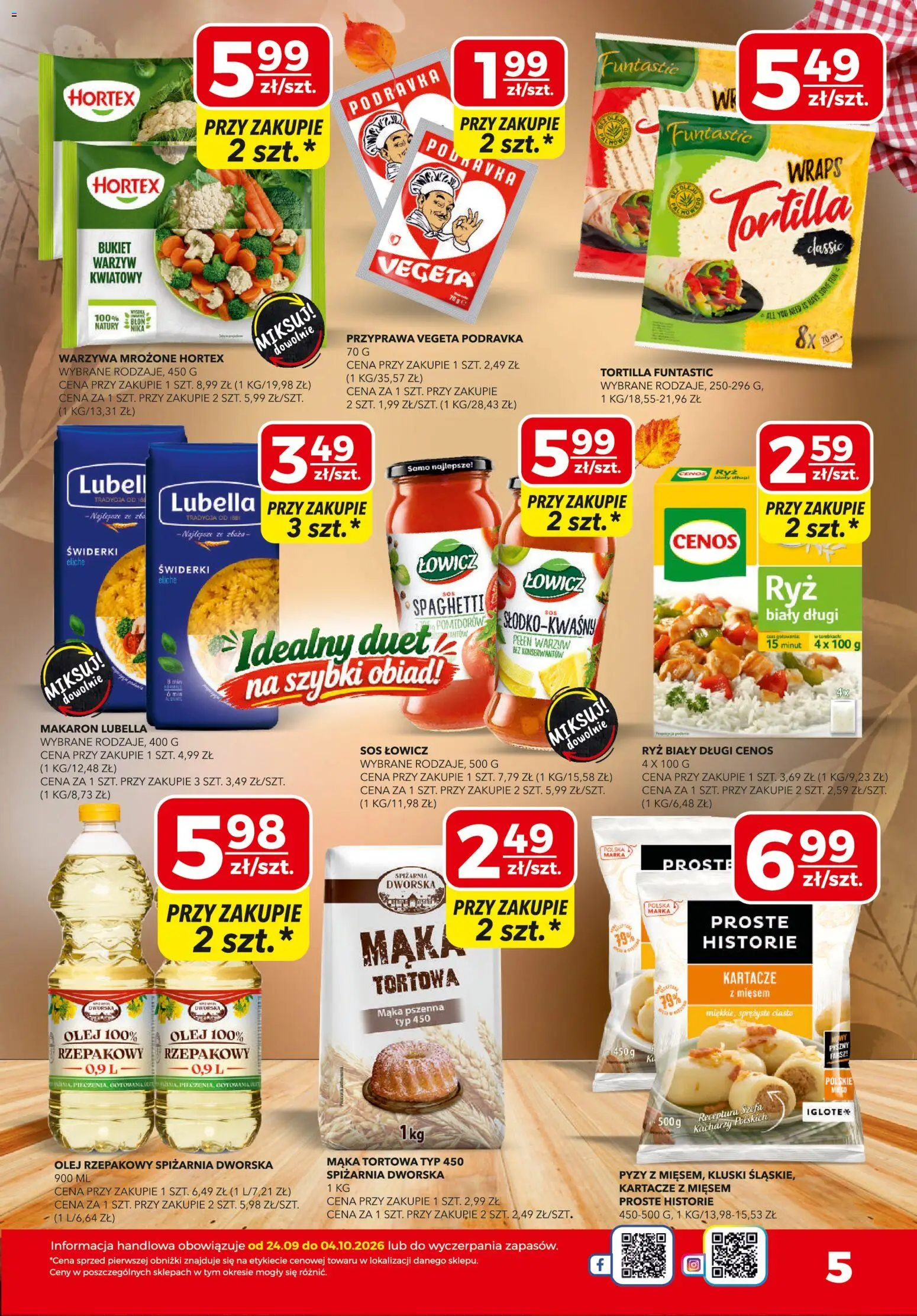 Top Market gazetka od 24.09.2026 | Strona: 5 | Produkty: Spaghetti, Warzywa mrożone, Ryż, Kluski