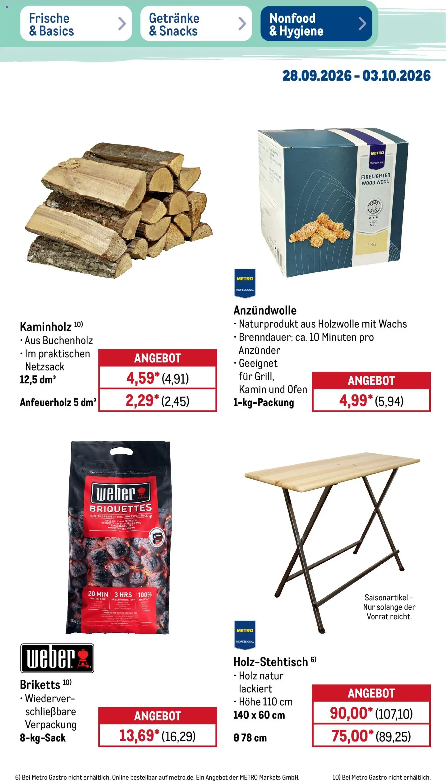 Metro NonFood-Angebote – gültig ab 28.09.2026 | Seite: 8 | Produkte: Ofen, Kamin