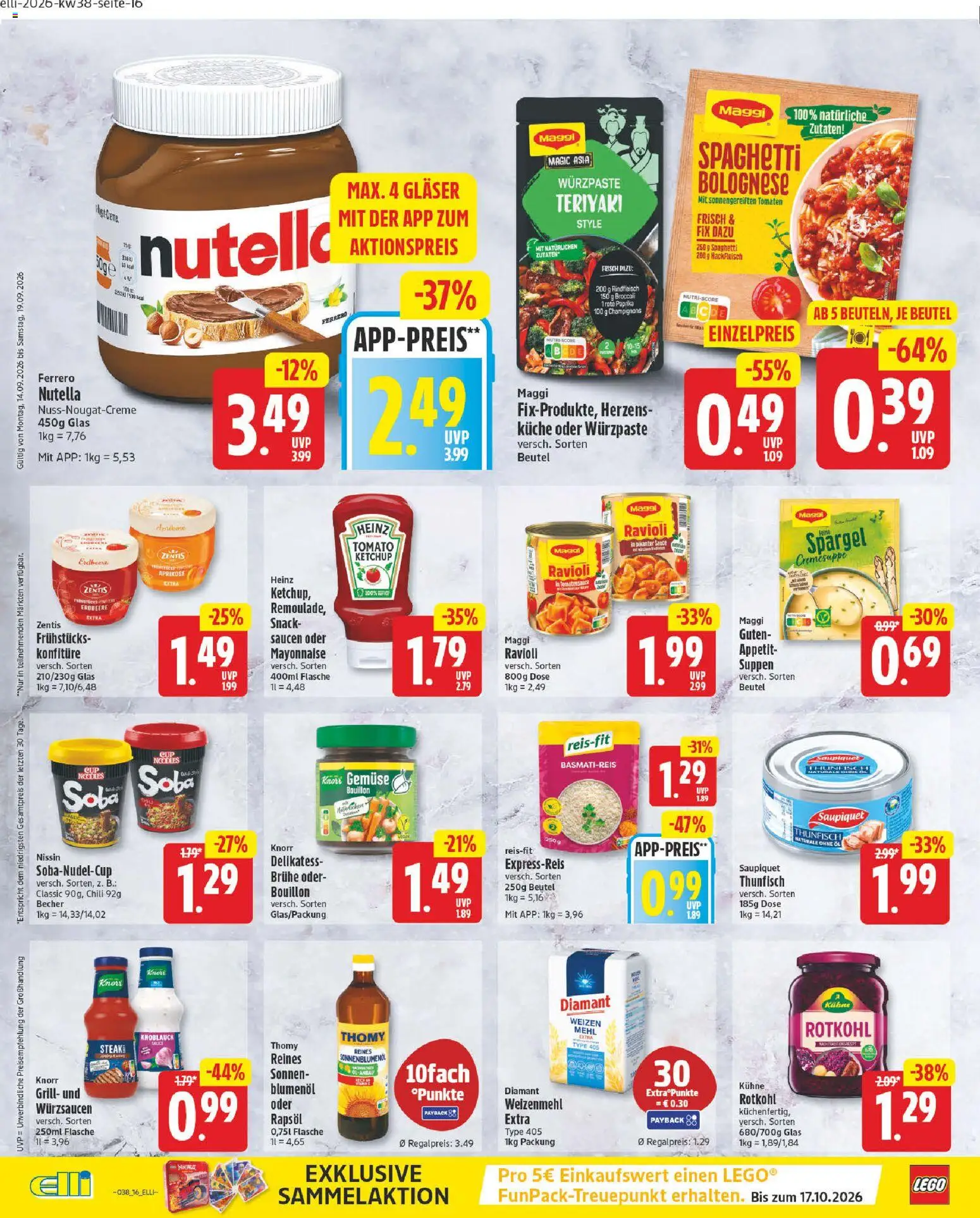 Elli Markt Prospekt – gültig ab 14.09.2026 | Seite: 16 | Produkte: Öl, Spaghetti, Sonnenblumenol, Gemüse