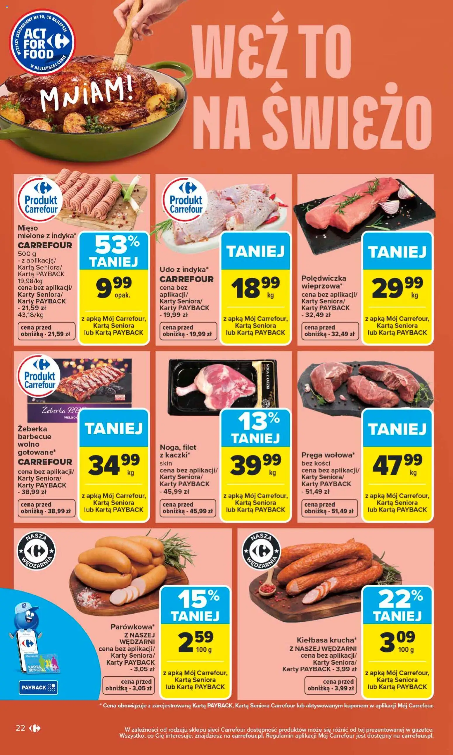 Carrefour gazetka od 04.05.2026 | Strona: 24 | Produkty: Kiełbasa, Mięso, Mięso mielone, Noga z kaczki