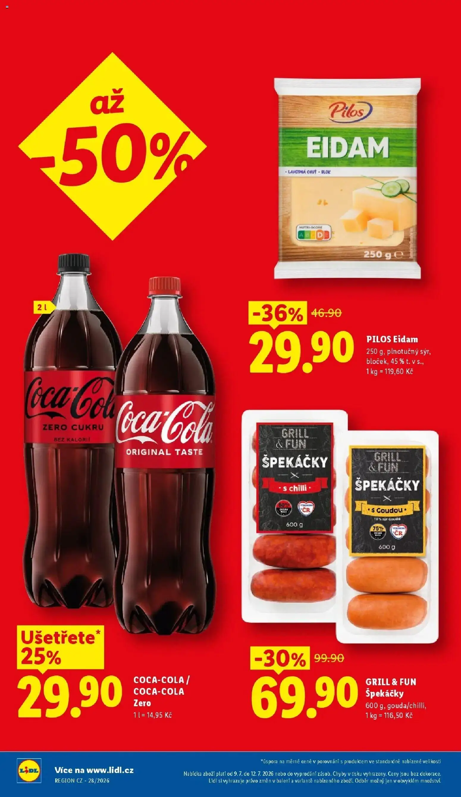 Lidl aktuální leták od 09.07.2026 | Strana: 2 | Produkty: Špekáčky, Blok, Eidam