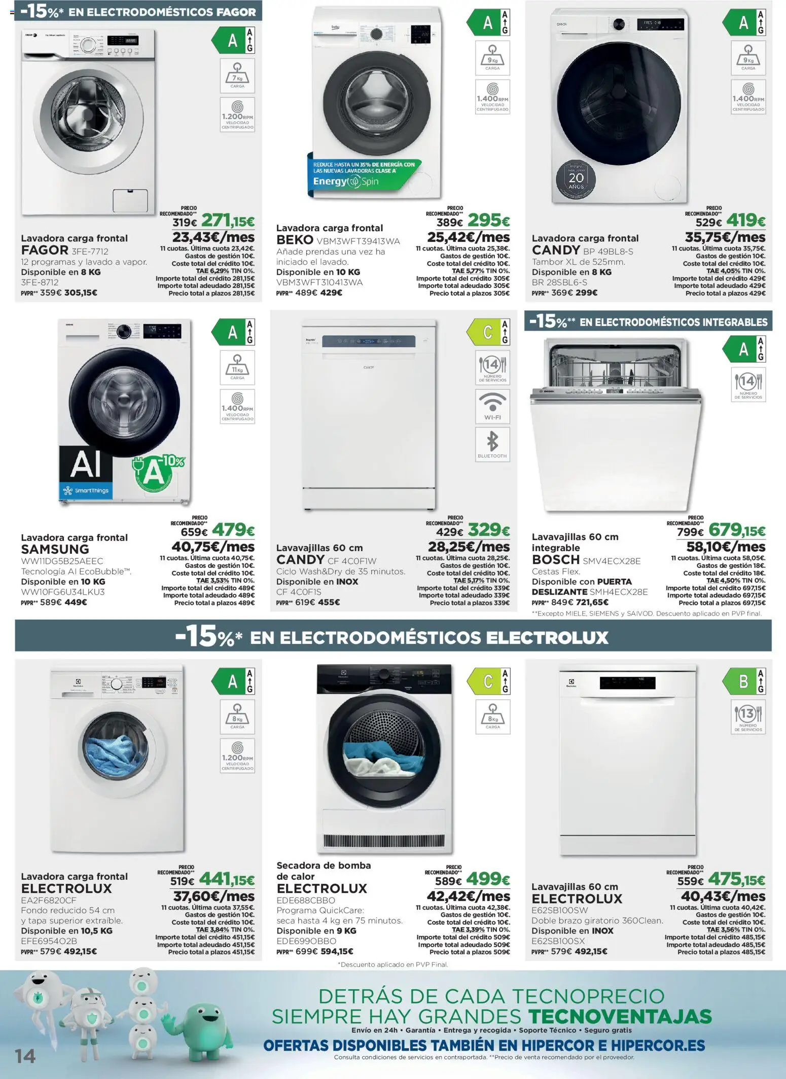 El Corte Inglés Los Tecnoprecios │ válido desde el 26/10/2026 | Página: 14 | Productos: Lavadora, Secadora, Lavavajillas