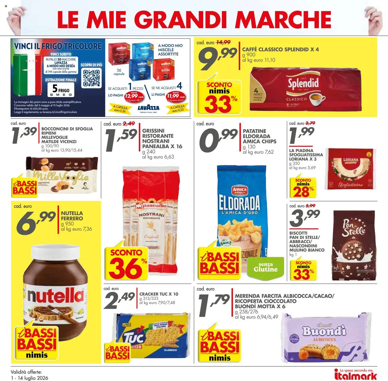 Volantino Italmark del 01/07/2026 | Pagina: 3 | Prodotti: Biscotti, Nutella, Piadina, Lavazza