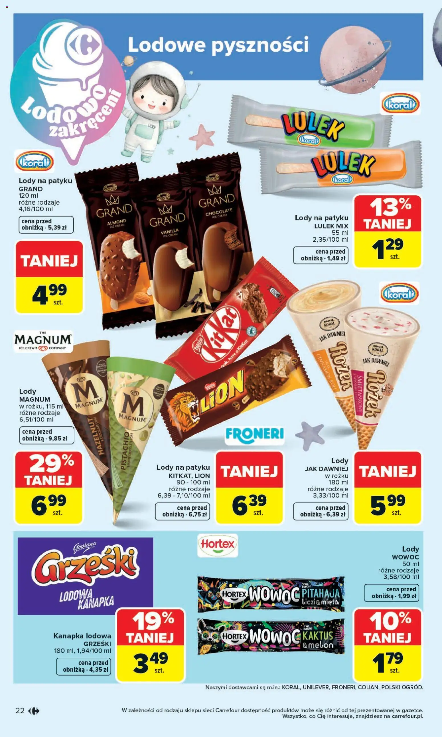Carrefour gazetka - Zmieniliśmy Się Dla Ciebie od 25.05.2026 | Strona: 22 | Produkty: Melon, Mięta, Lody Magnum, Lody