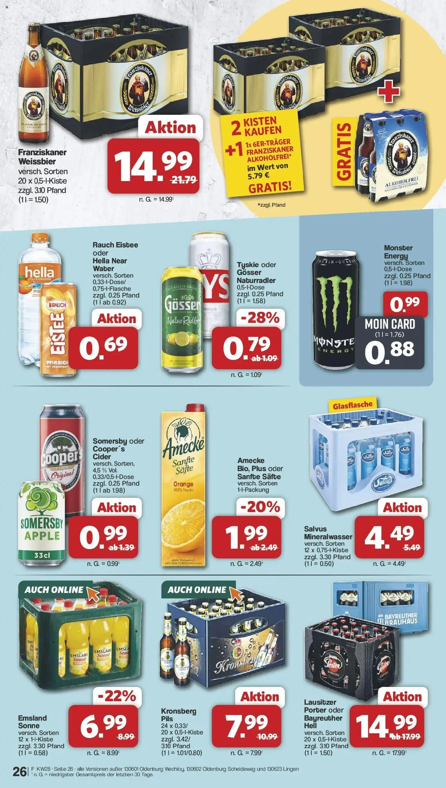 Famila Nordwest Prospekt Lohne – gültig ab 06.07.2026 | Seite: 26 | Produkte: Mineralwasser, Apple, Radler, Pfirsich