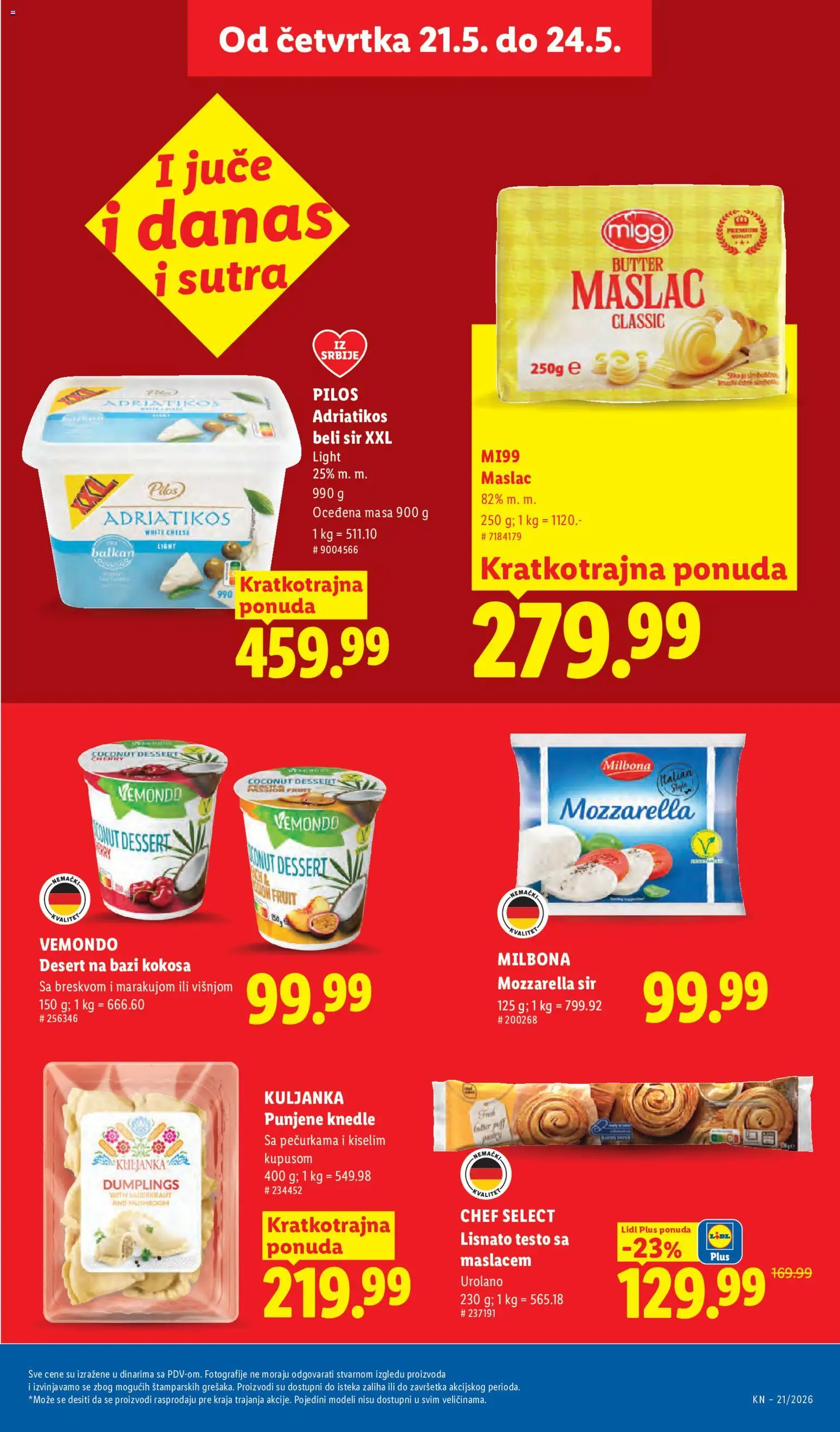 Lidl katalog - važi od 21.05.2026 | Strana: 23 | Proizvode: Maslac, Lisnato testo, Sir, Knedle
