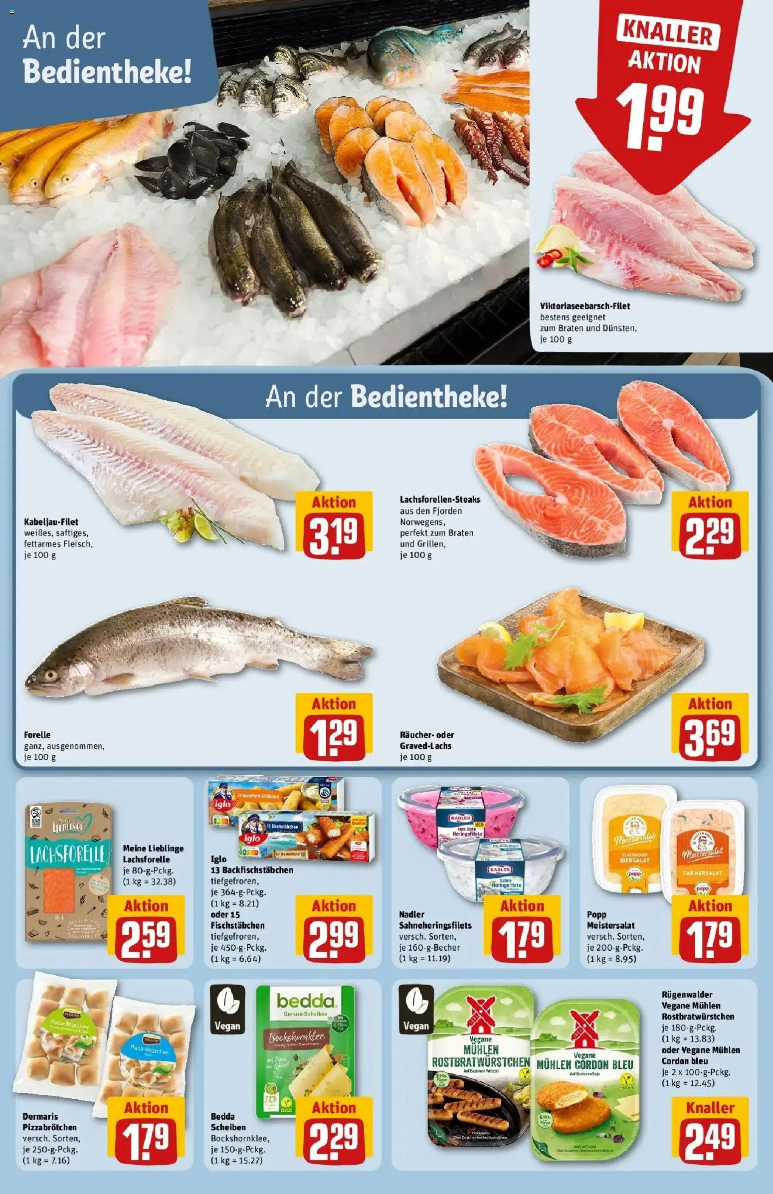 REWE Prospekt ab 10.08.2026 zum Blättern » Angebote | Seite: 12 | Produkte: Iglo, Fischstabchen, Pizza, Salat