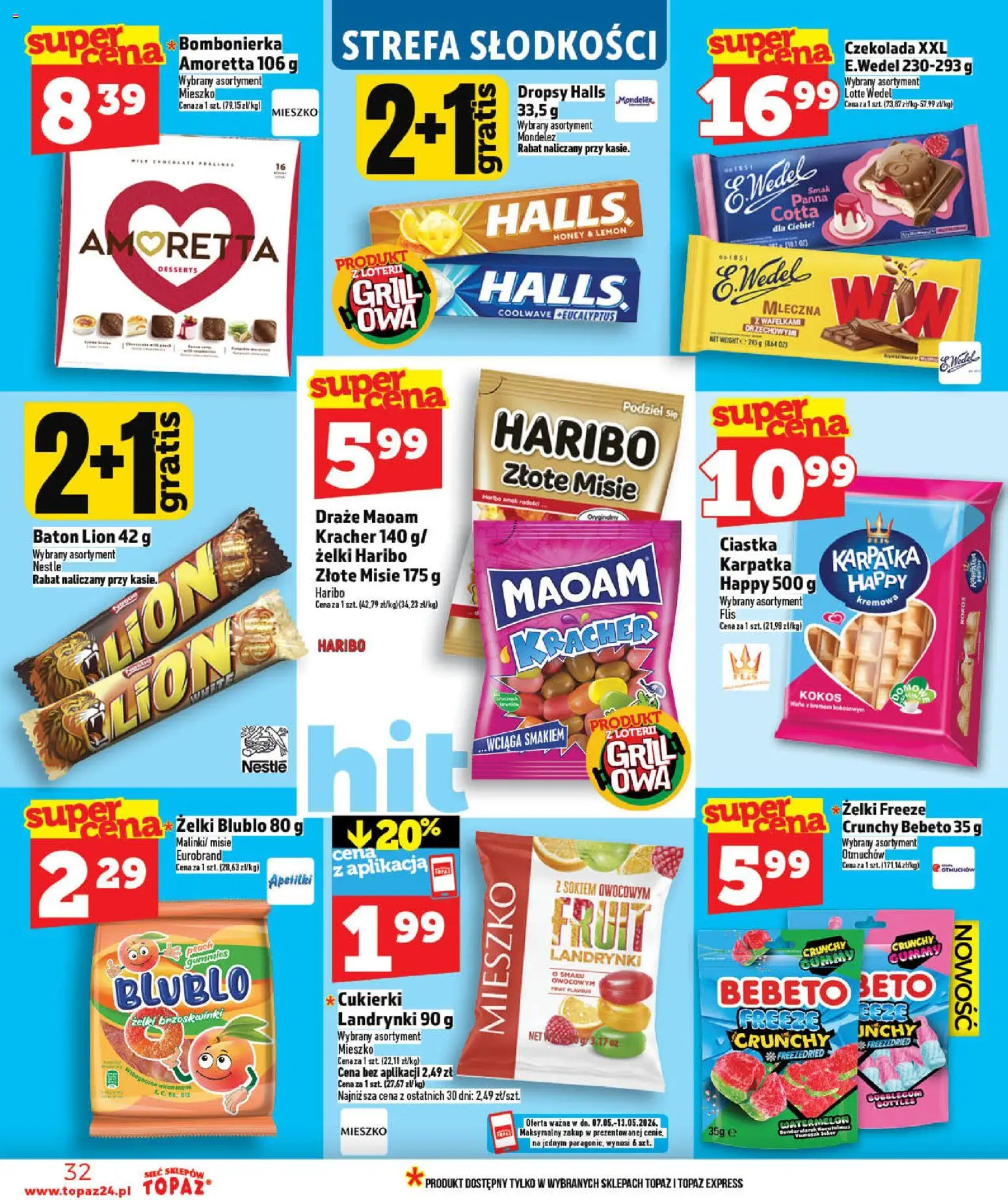 Topaz gazetka - MAZ od 07.05.2026 | Strona: 32 | Produkty: Grill, Baton, Żelki, Cukierki