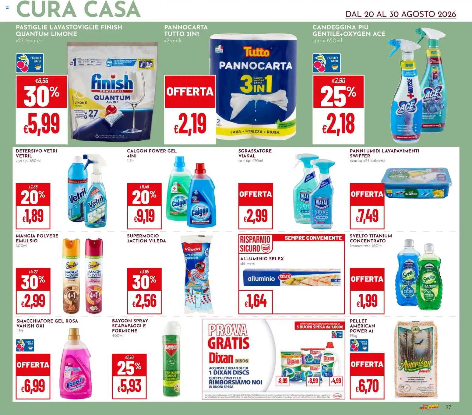Volantino Pan del 20/08/2026 | Pagina: 27 | Prodotti: Smacchiatore, Sgrassatore, Lavastoviglie, Panni