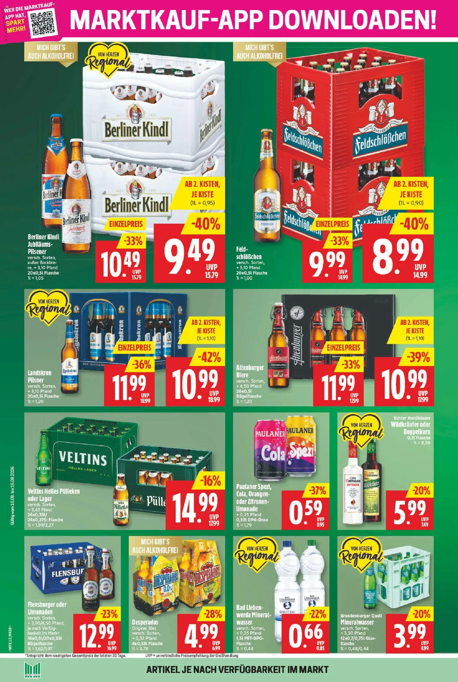 Marktkauf Prospekt – gültig ab 10.08.2026 | Seite: 12 | Produkte: Berliner, Cola, Mineralwasser, Veltins
