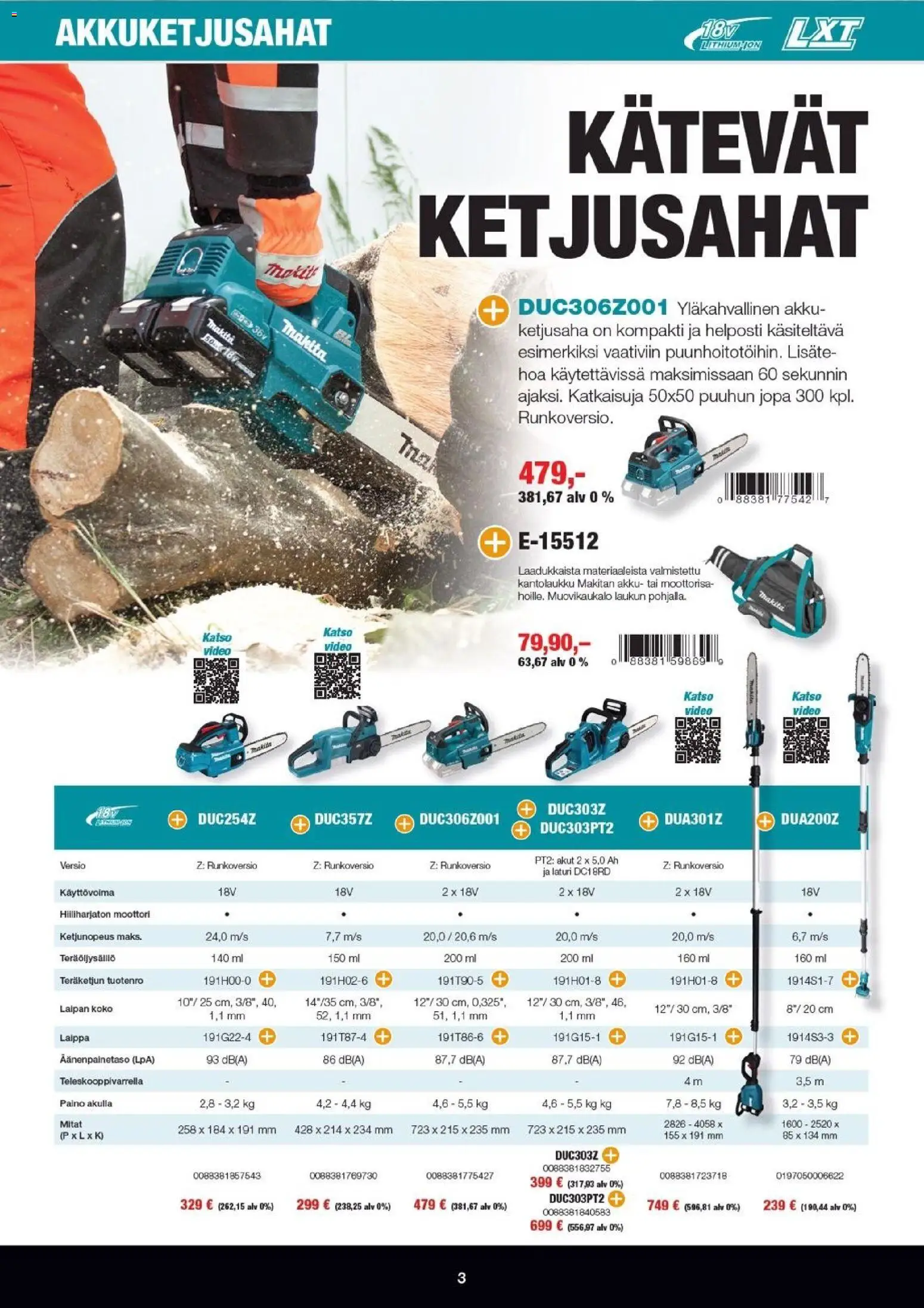 Makita tarjoukset - LXT Puutarha 2026 – voimassa 07.04.2026 alkaen | Sivu: 3 | Tuotteet: Akku, Video, Laturi