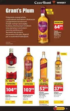 Pogląd oferty "Grant's Plum, Połączenie znanej whisky z naturalnym ekstraktem śliwkowym i przyprawami korzennymi. Trunek cechuje się krzepką budową, intensywnym smakiem oraz wyraźnym aromatem owoców pestkowych. Sprawdzi się zarówno serwowany solo jako digestif, jak i w autorskich koktajlach." - ważna od 18.05.2026 | Strona: 25