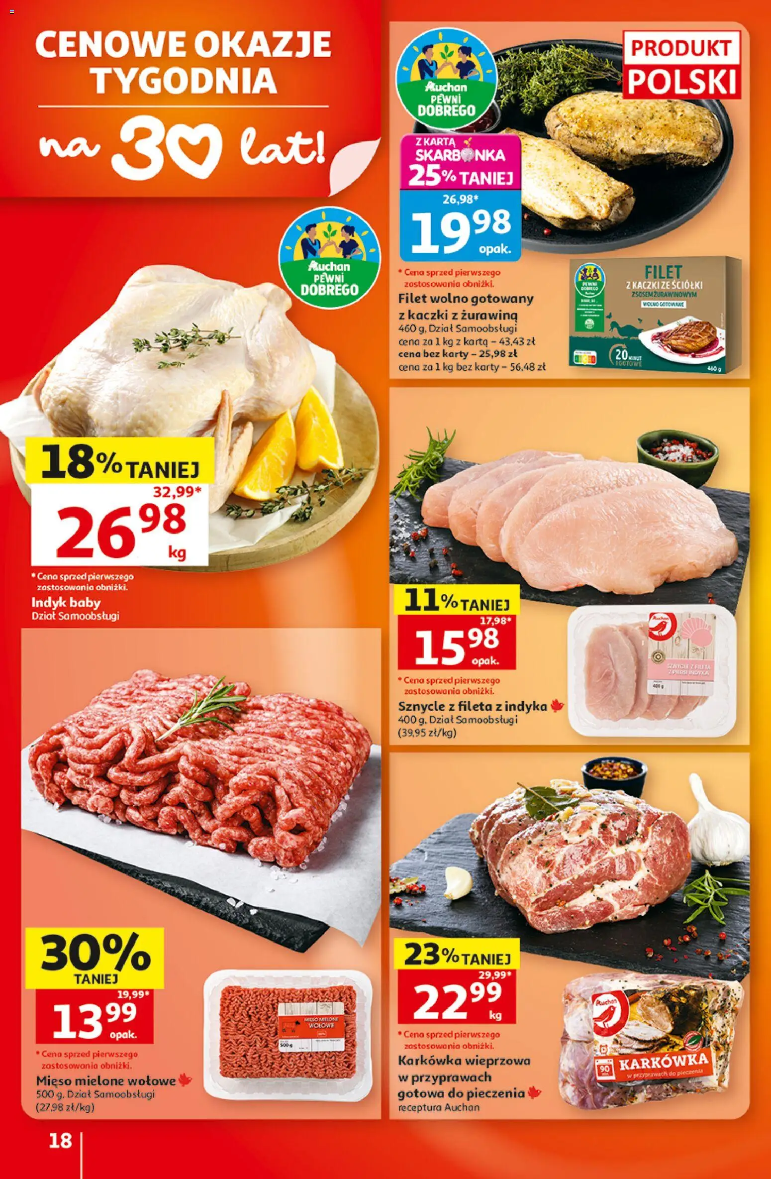 Auchan gazetka - Hipermarket od 22.10.2026 | Strona: 18 | Produkty: Karkówka wieprzowa, Mięso, Żurawina, Filet