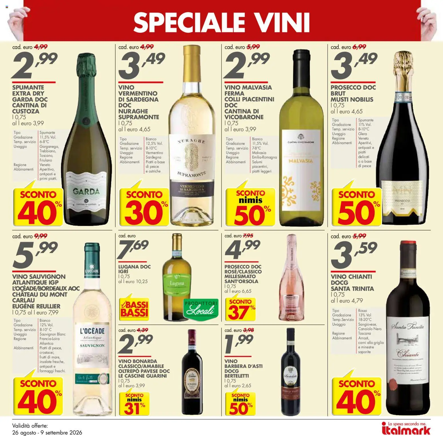Volantino Italmark del 26/08/2026 | Pagina: 7 | Prodotti: Pesce, Vino, Griglia, Vino Chianti
