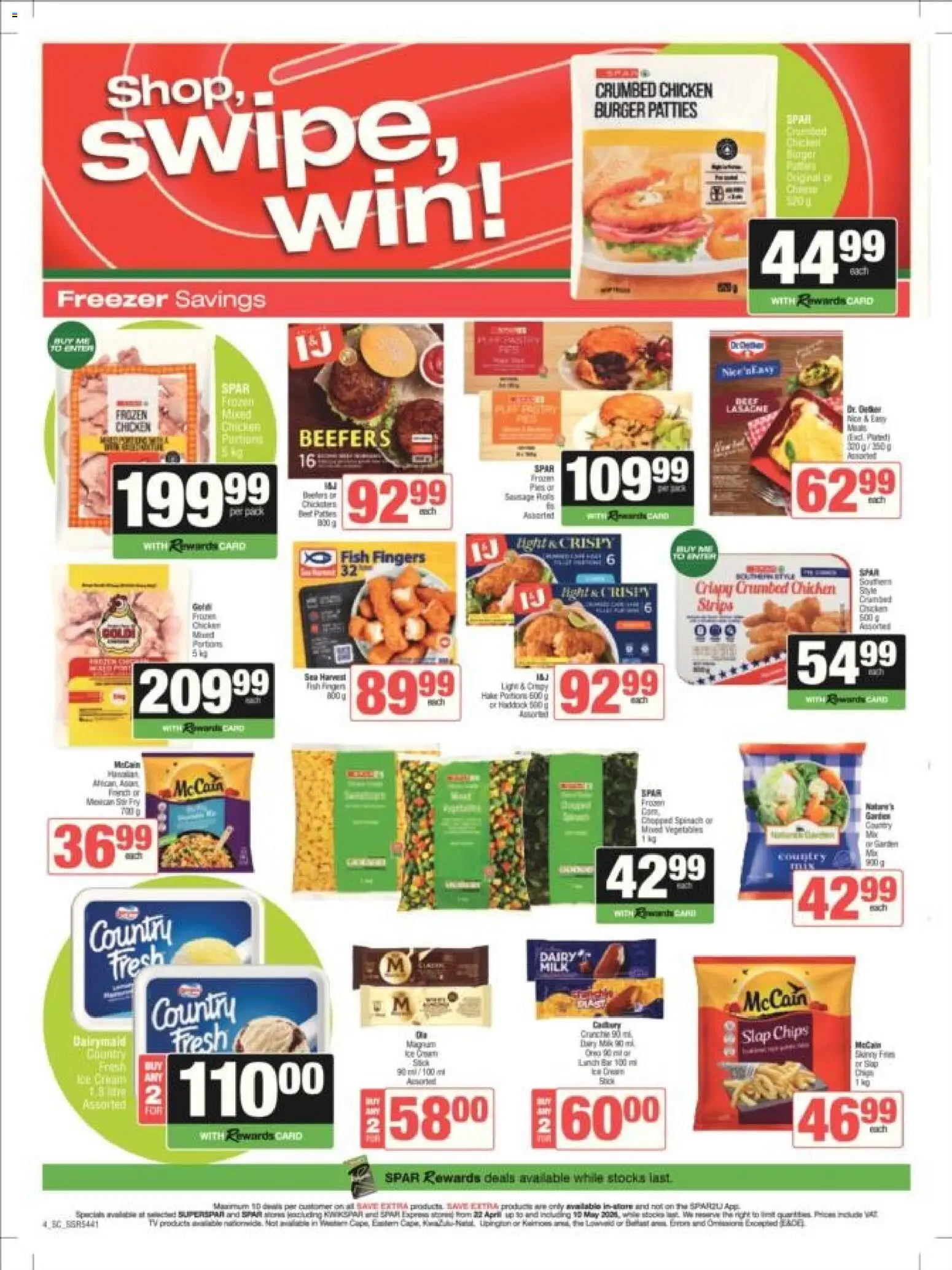 New Spar catalogue – valid from 22.04.2026 | Page: 4 | Products: Freezer, Box, Milk, Chicken