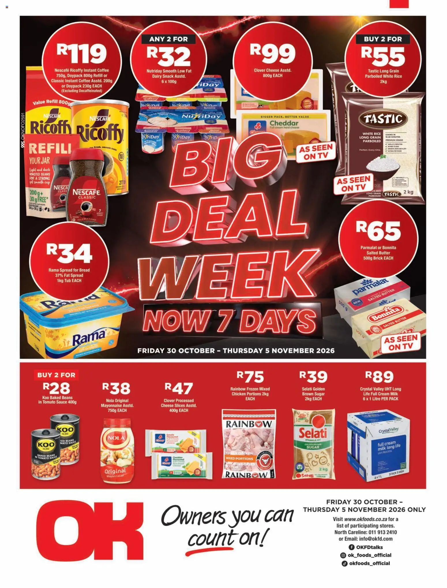 New OK Foods catalogue – valid from 30/10/2026 | Page: 1 | Products: TV, Cheese, Chicken, Sauce