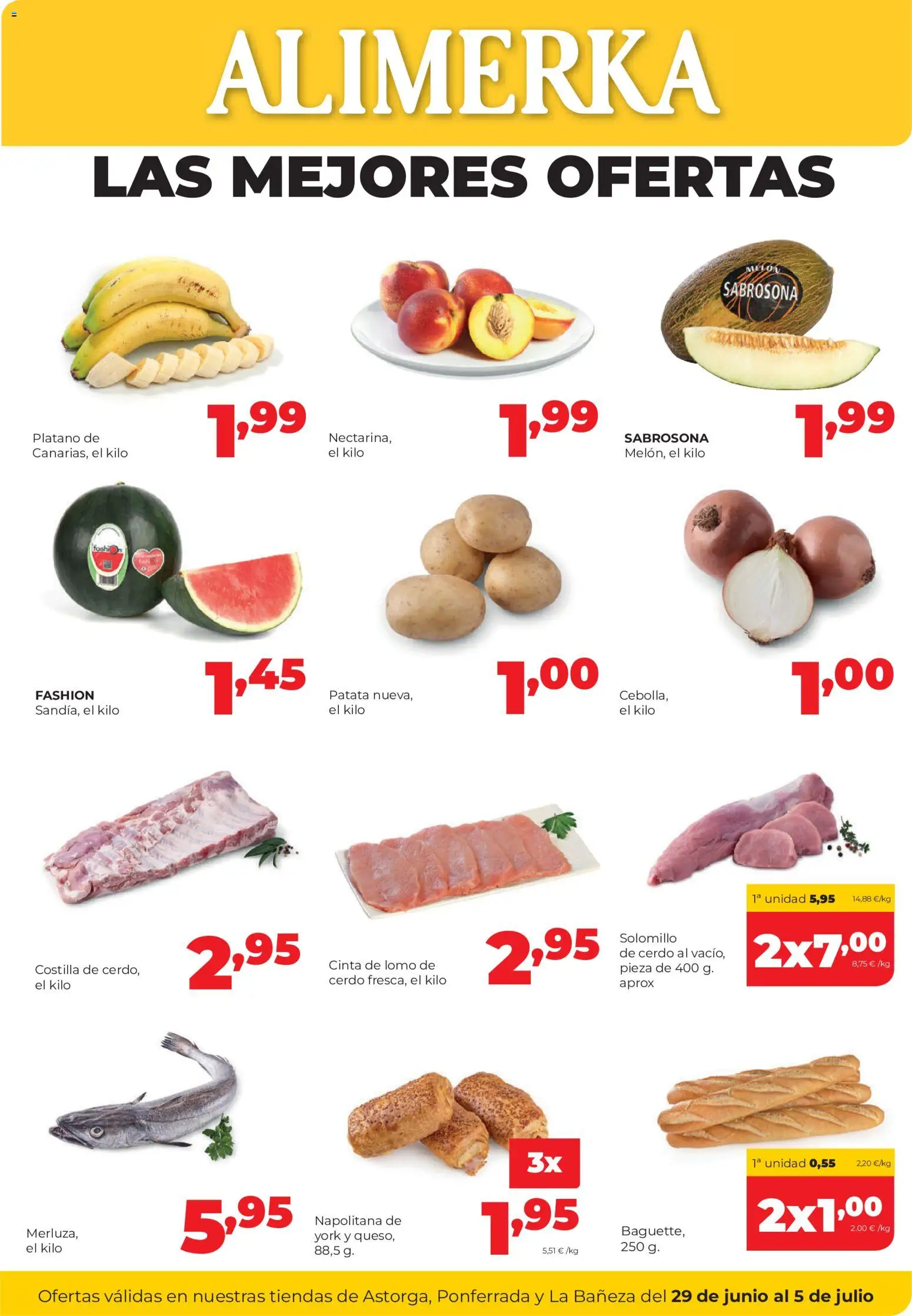 Alimerka Astorga, Ponferrada, La Bañeza │ válido desde el 29/06/2026 | Página: 1 | Productos: Cerdo