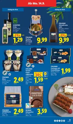 ITALIAMO, Tartufo / Coppa cappuccino, Schokolade, Kaffee, Pro 2 x 100 g,, 2 x 90 g, 100 g = 0.88,, 0.80 ab 10.09.2026 gültig | Seite: 25 | Produkte: Essig, Öl, Kaffee, Cappuccino