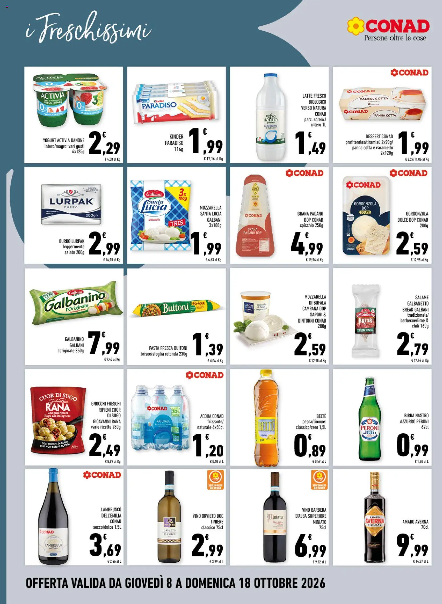 Volantino Conad del 08/10/2026 | Pagina: 10 | Prodotti: Ragú, Mozzarella santa lucia, Gorgonzola, Dessert