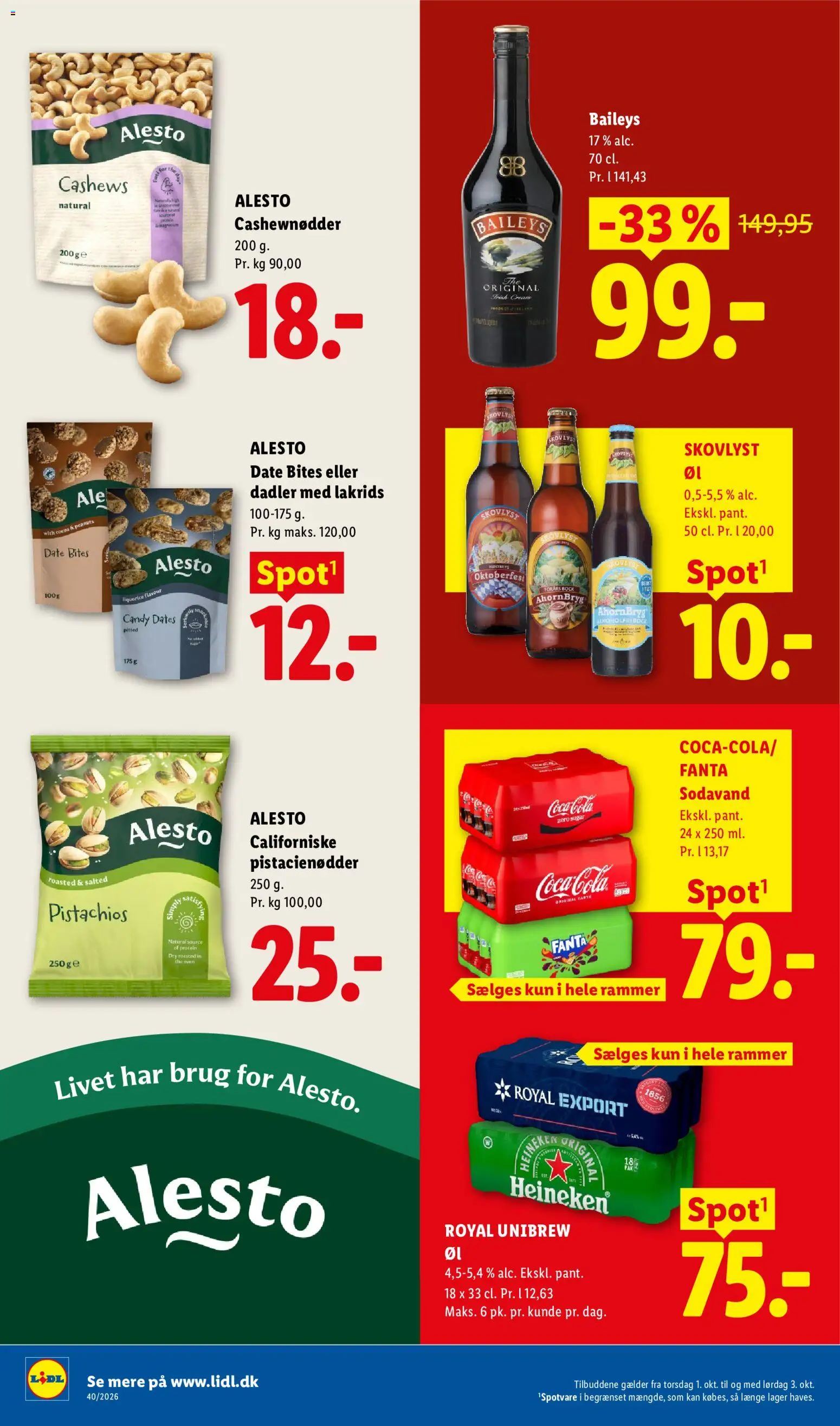 Lidl tilbudsavis – gyldig fra 27/09/2026 | Side: 38 | Produkter: Baileys, Rammer, Dadler, Pistacienødder