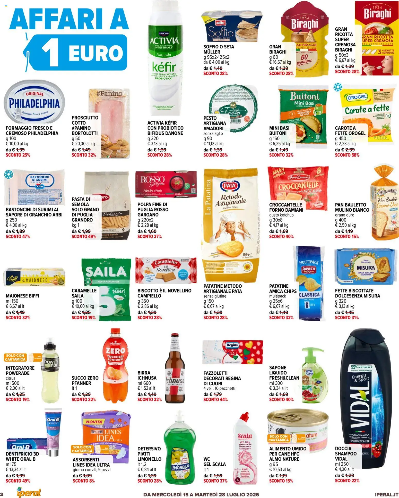 Volantino Iperal del 15/07/2026 | Pagina: 2 | Prodotti: Succo, Caramelle, Pasta, The