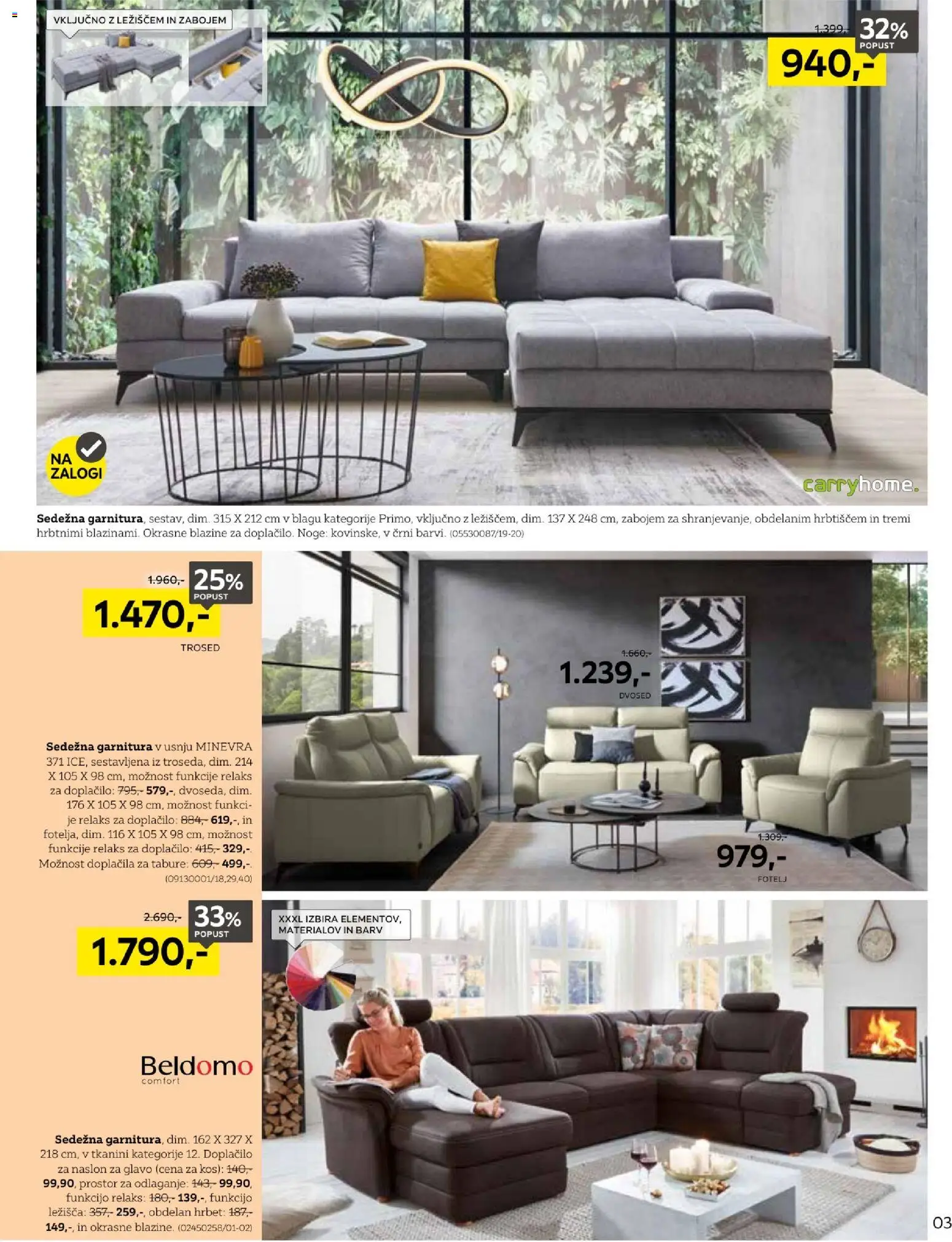 Novi XXXL Lesnina katalog ponudbe – veljaven od 28.09.2026 | Stran: 3 | Izdelki: Trosed, Sedezna garnitura, Kos, Tabure
