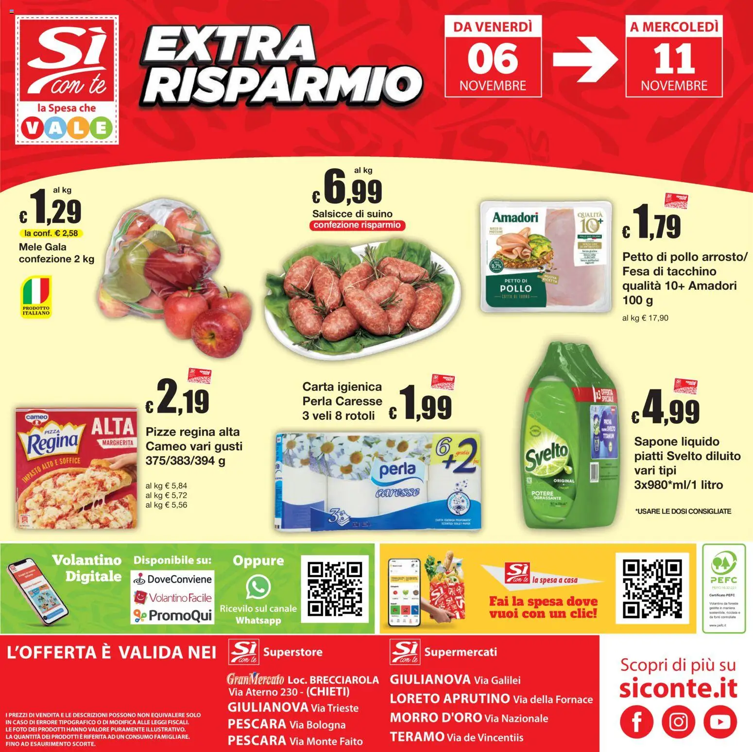 Volantino Sì con Te del 29/10/2026 | Pagina: 24 | Prodotti: Petto di Pollo, Mele, Piatti, Suino