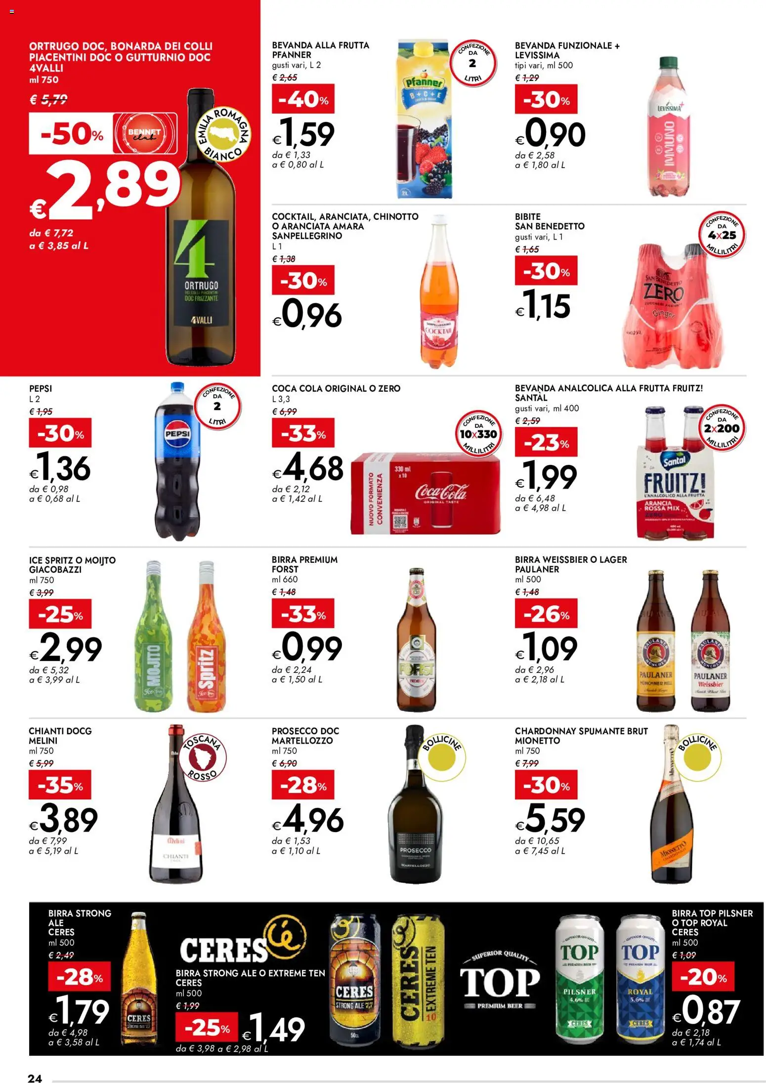 Volantino bennet del 21.05.2026 | Pagina: 24 | Prodotti: Birra, Chinotto, Top, Spumante