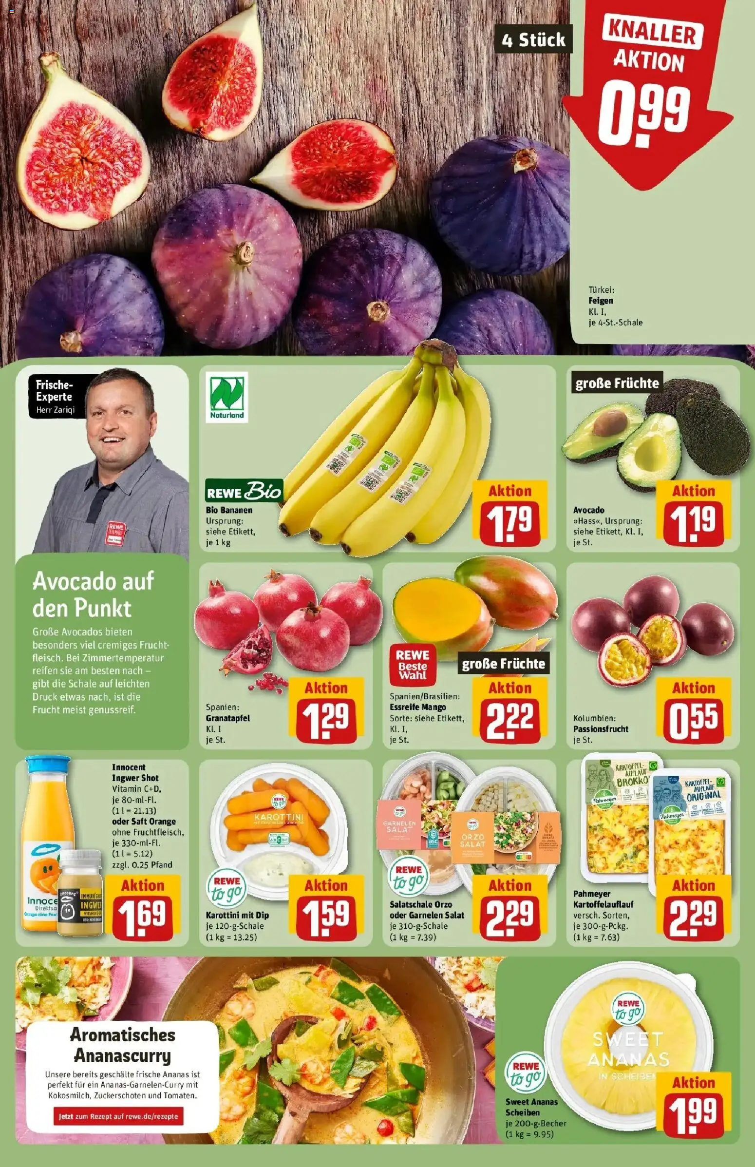 REWE Prospekt ab 28.09.2026 zum Blättern » Angebote | Seite: 12 | Produkte: Granatapfel, Ananas, Garnelen, Saft