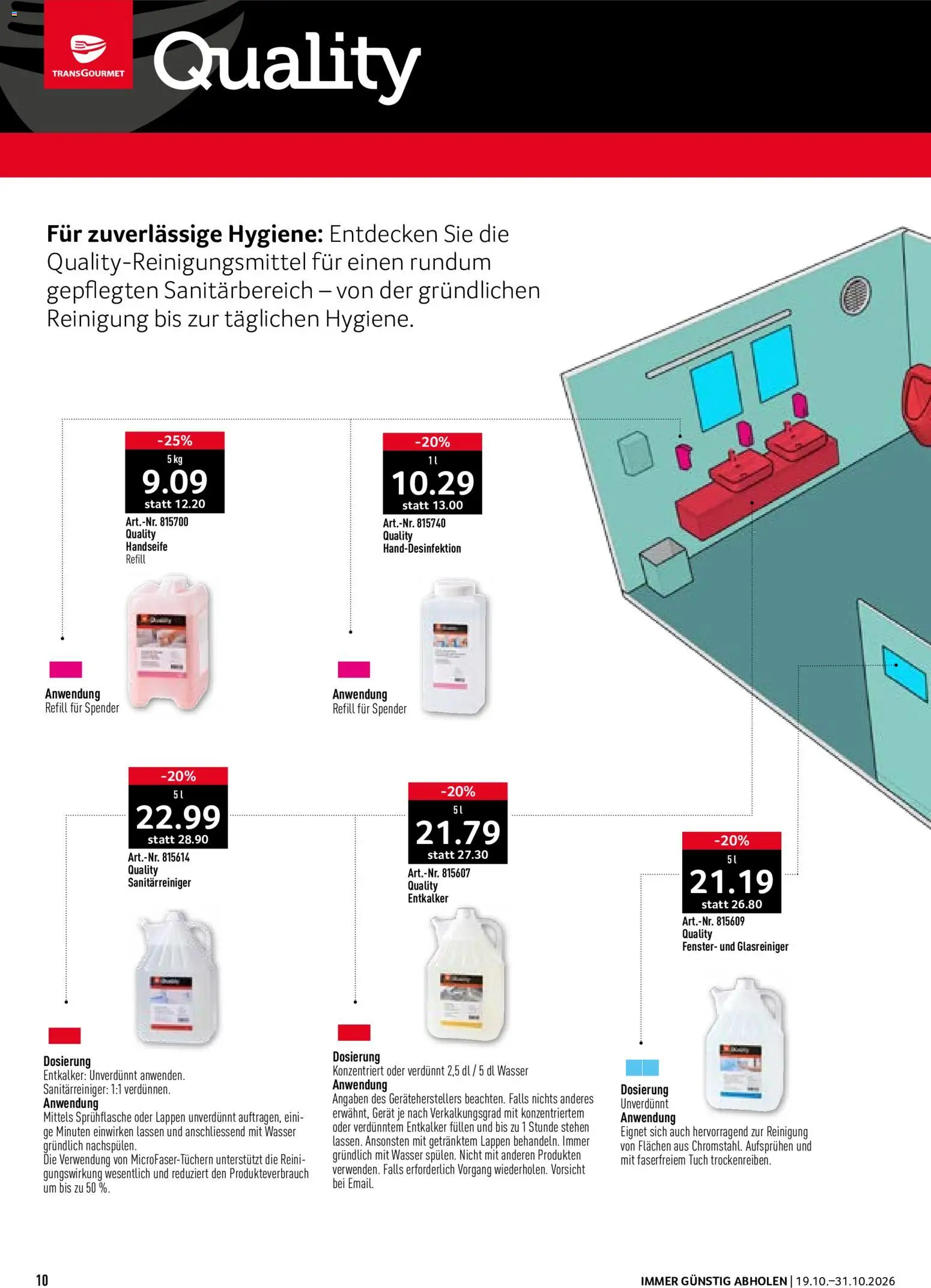 Prodega aktionen Reinigung – gültig ab 19.10.2026 | Seite: 10 | Produkte: Handdesinfektion, Wasser