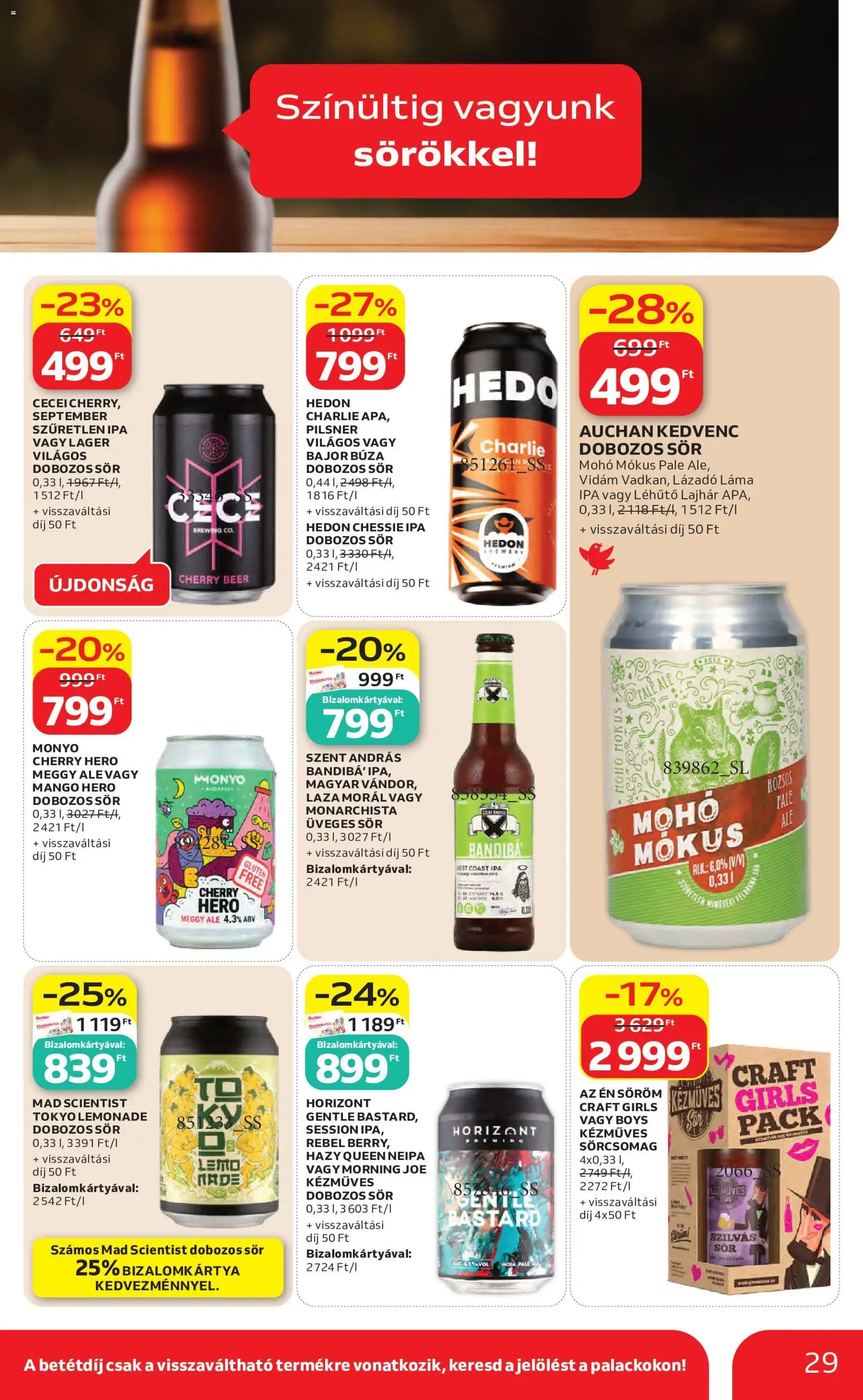 Auchan akciós ujság - amely érvényes a következő dátumtól: 04.06.2026 | Oldal: 29 | Termékek: Meggy, Dobozos sör, Sör, Mangó