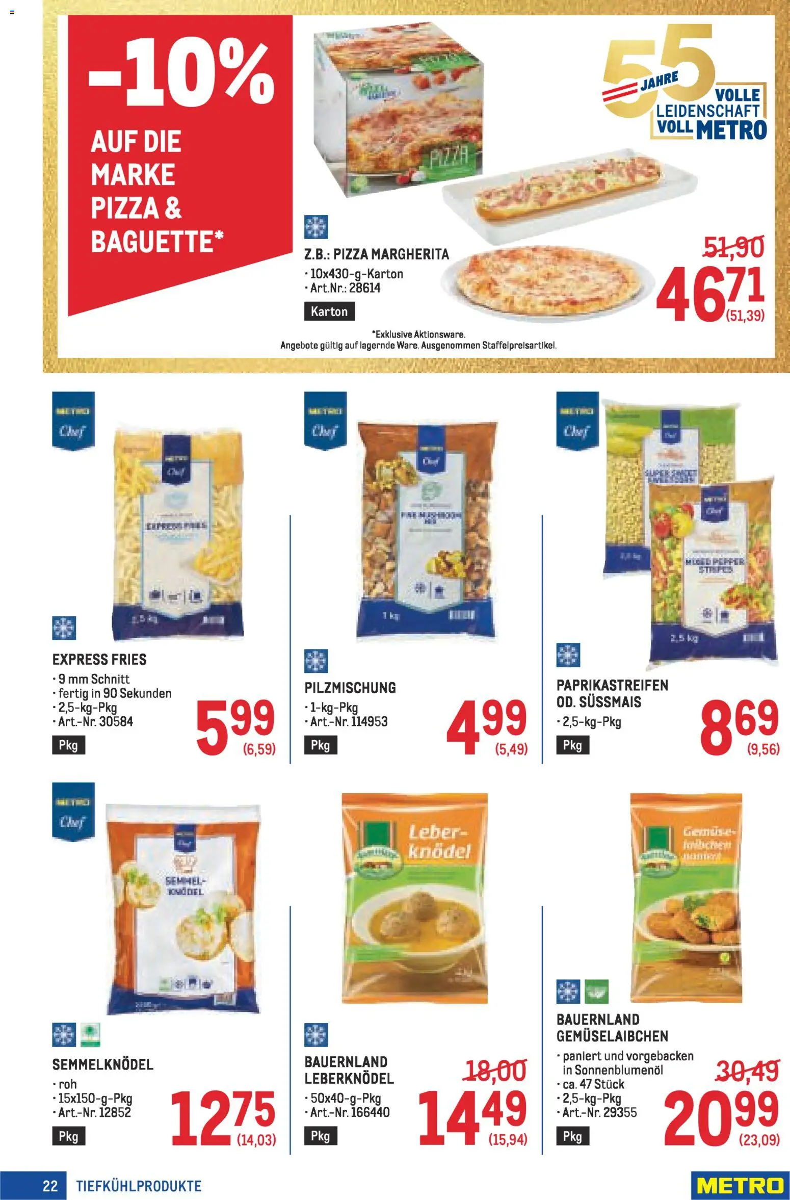 Metro angebote Profi gültig ab 16.04.2026 | Seite: 22 | Produkte: Gemüse, Pizza