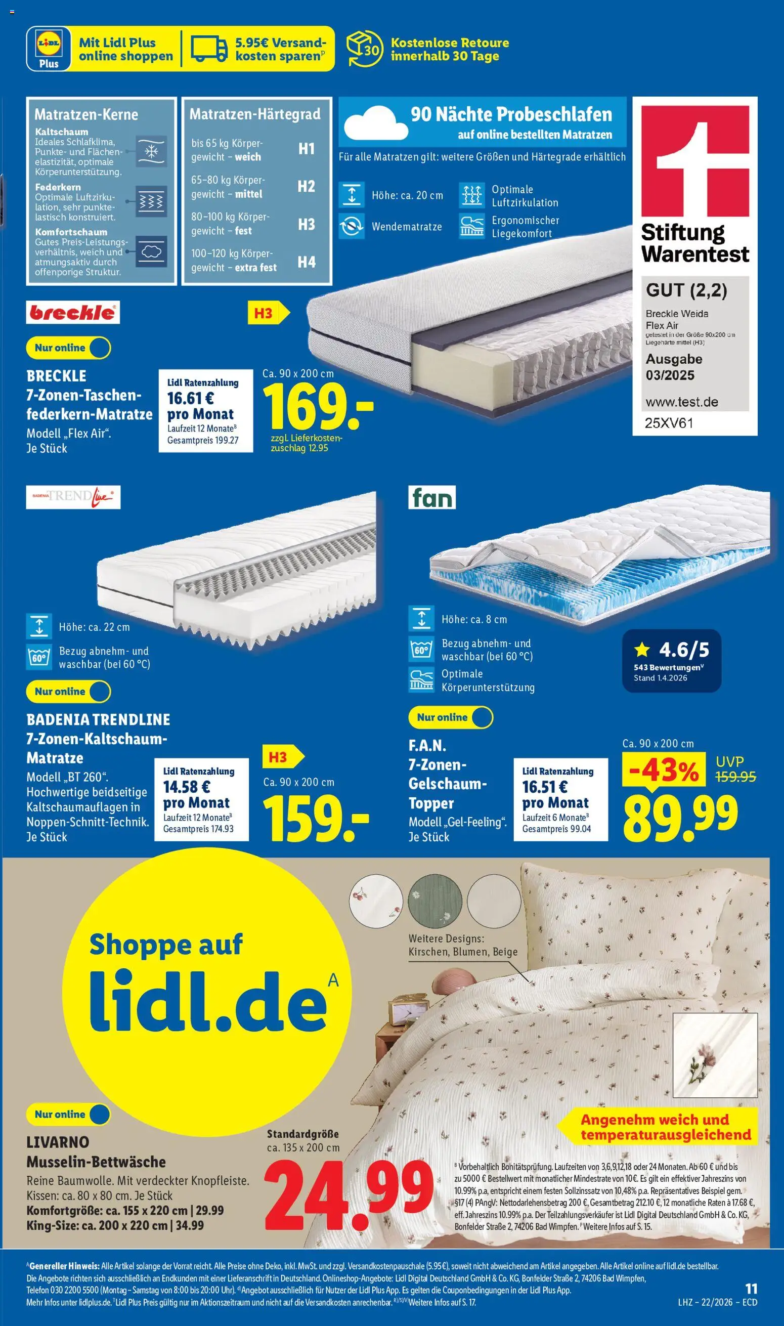 Lidl Prospekt – gültig ab 26.05.2026 | Seite: 5 | Produkte: Matratze, Kissen, Topper, Telefon
