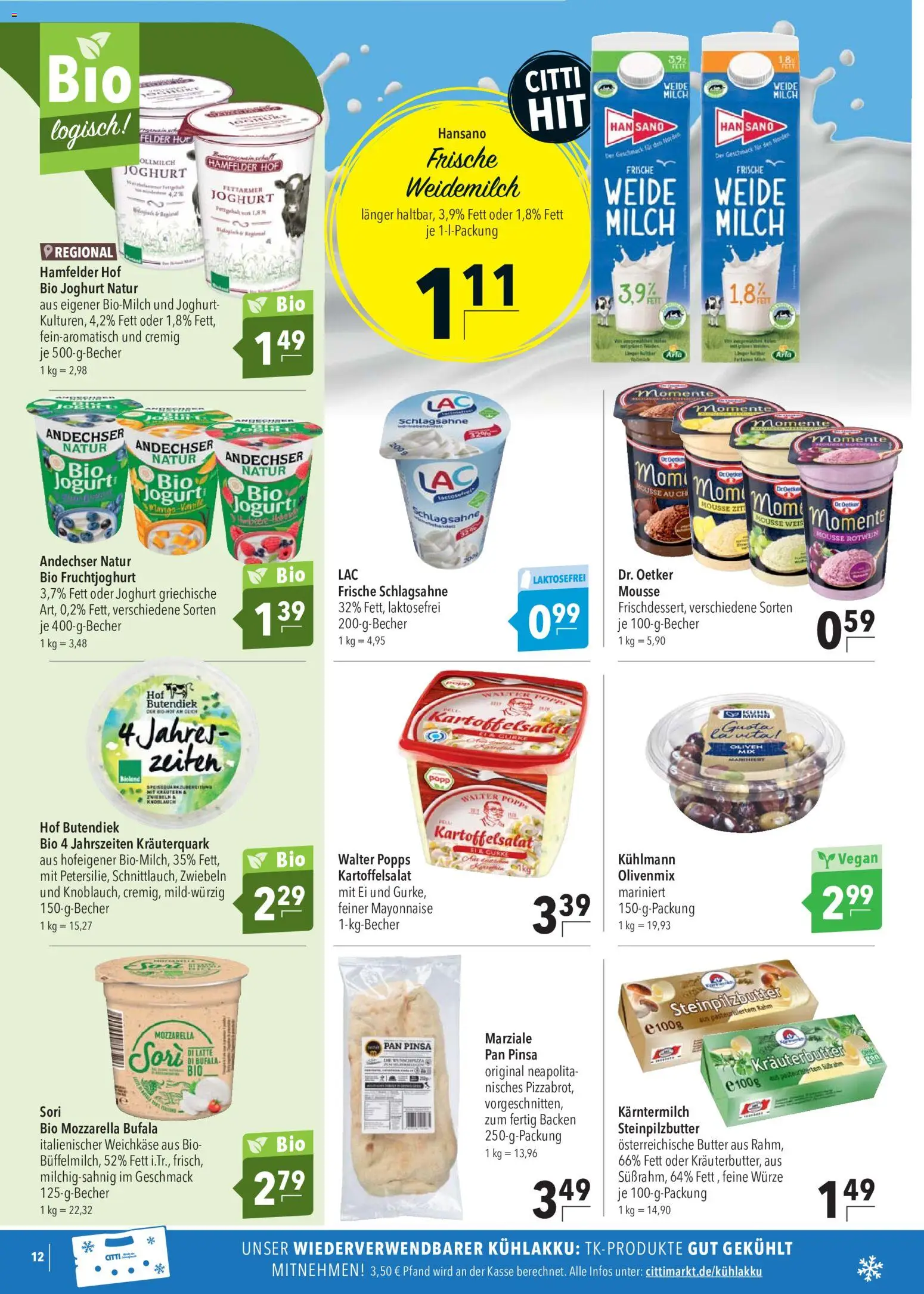 CITTI Markt Prospekt 	 – gültig ab 13.05.2026 | Seite: 12 | Produkte: Milch, Mozzarella, Zwiebeln, Mayonnaise