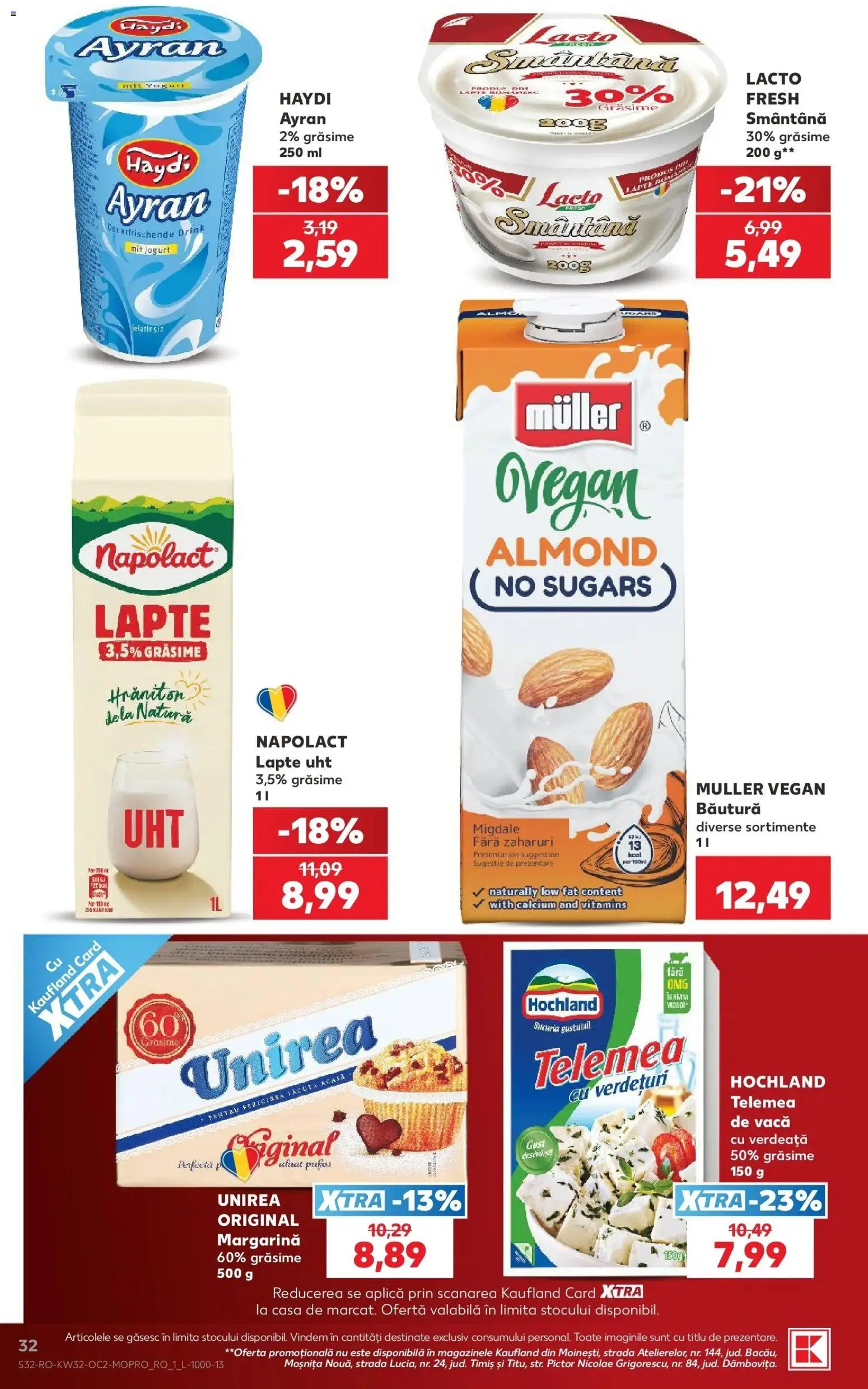 Noul catalog Kaufland – valabil de la 05.08.2026 | Pagină: 32 | Produse: Lapte, Hochland, Smântână, Verdeață